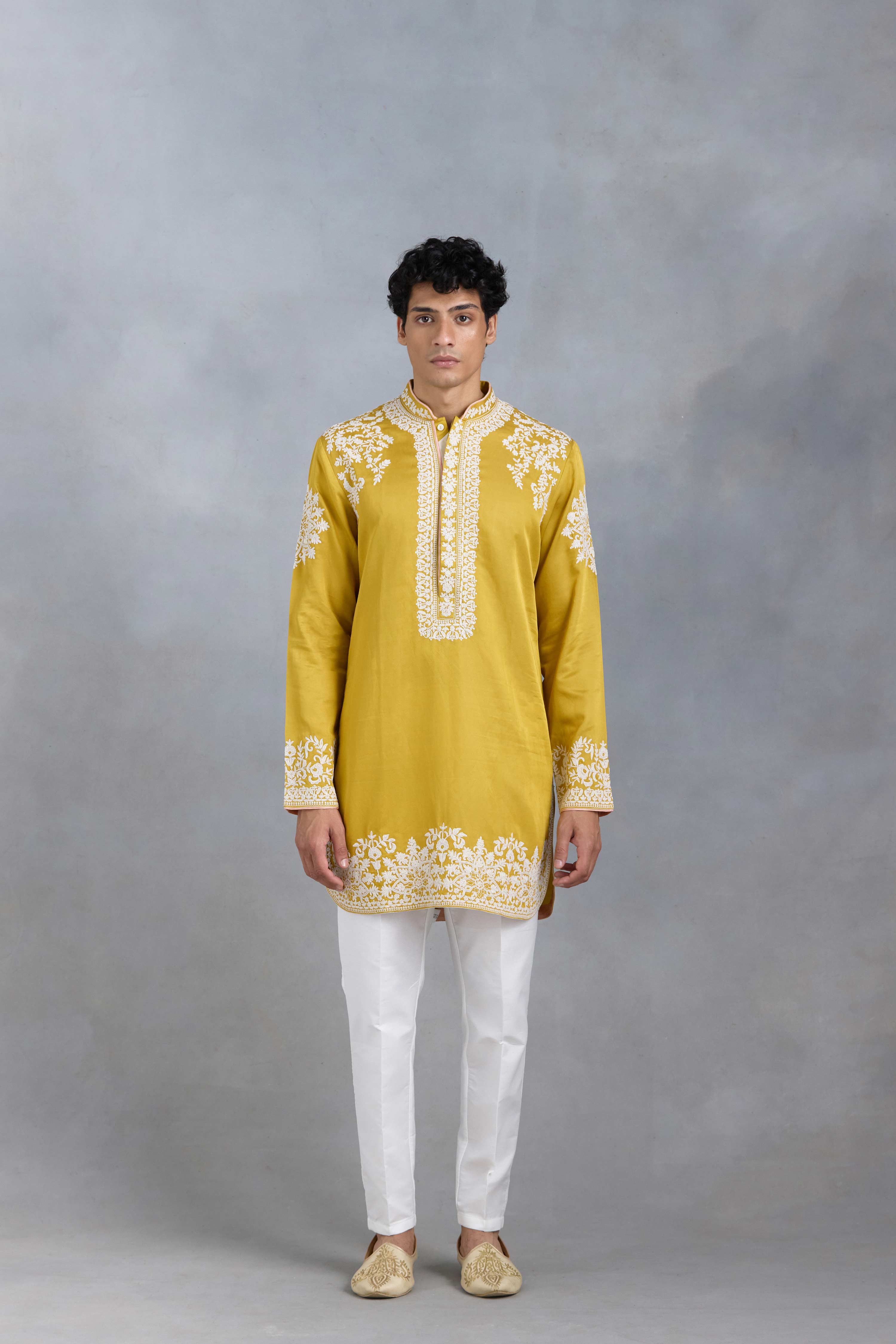 Yellow Dori Embroidered Kurta Set