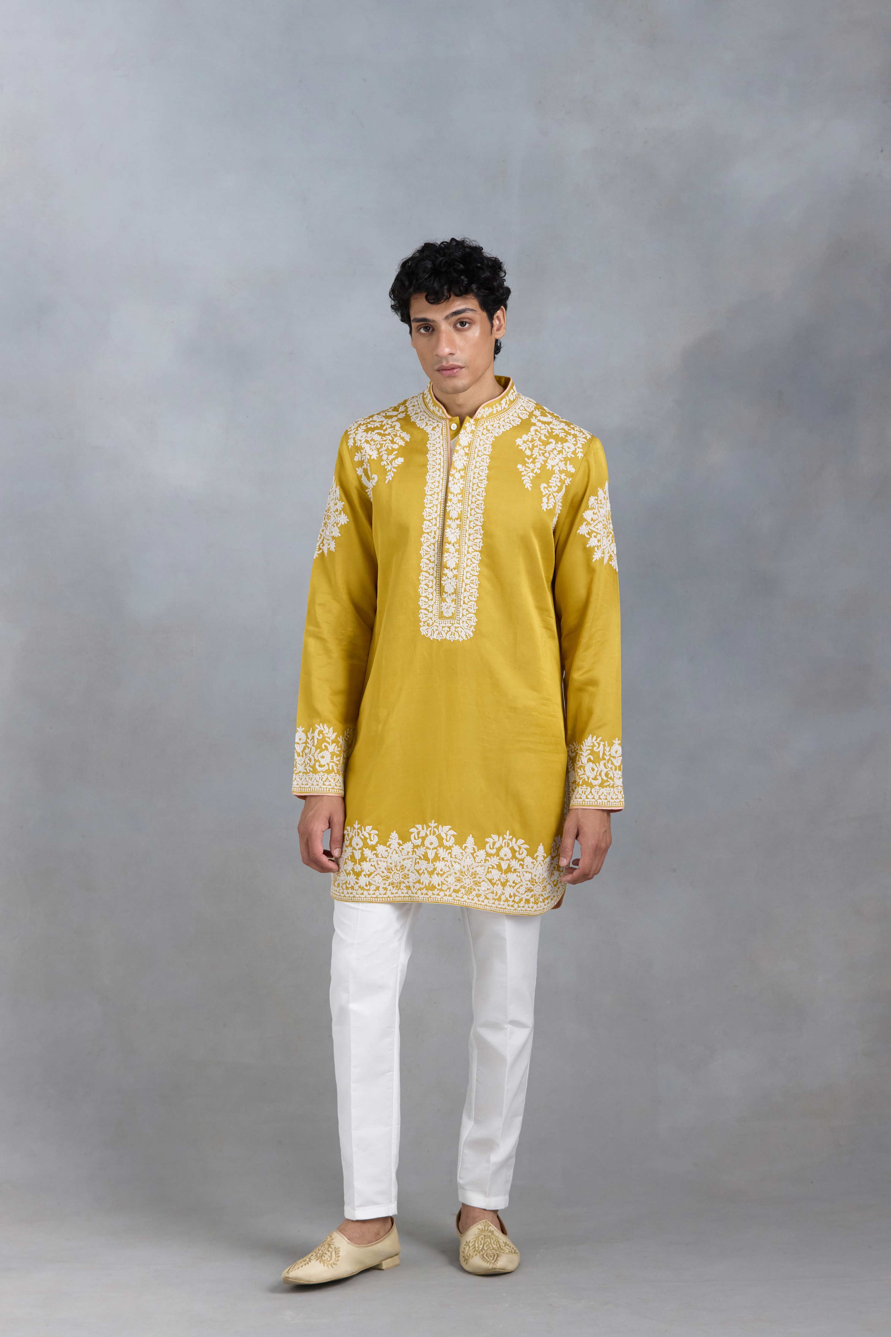 Yellow Dori Embroidered Kurta Set