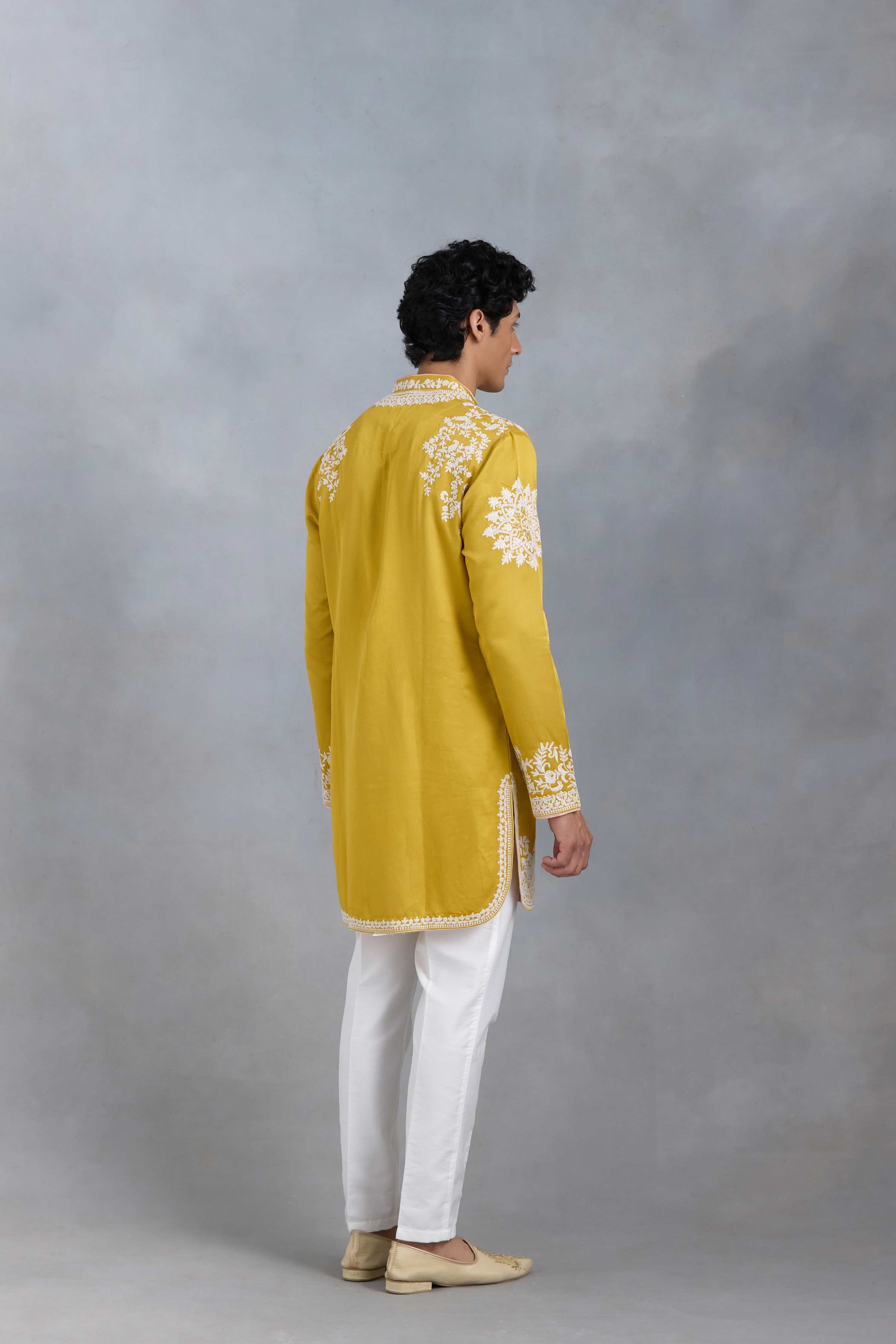 Yellow Dori Embroidered Kurta Set