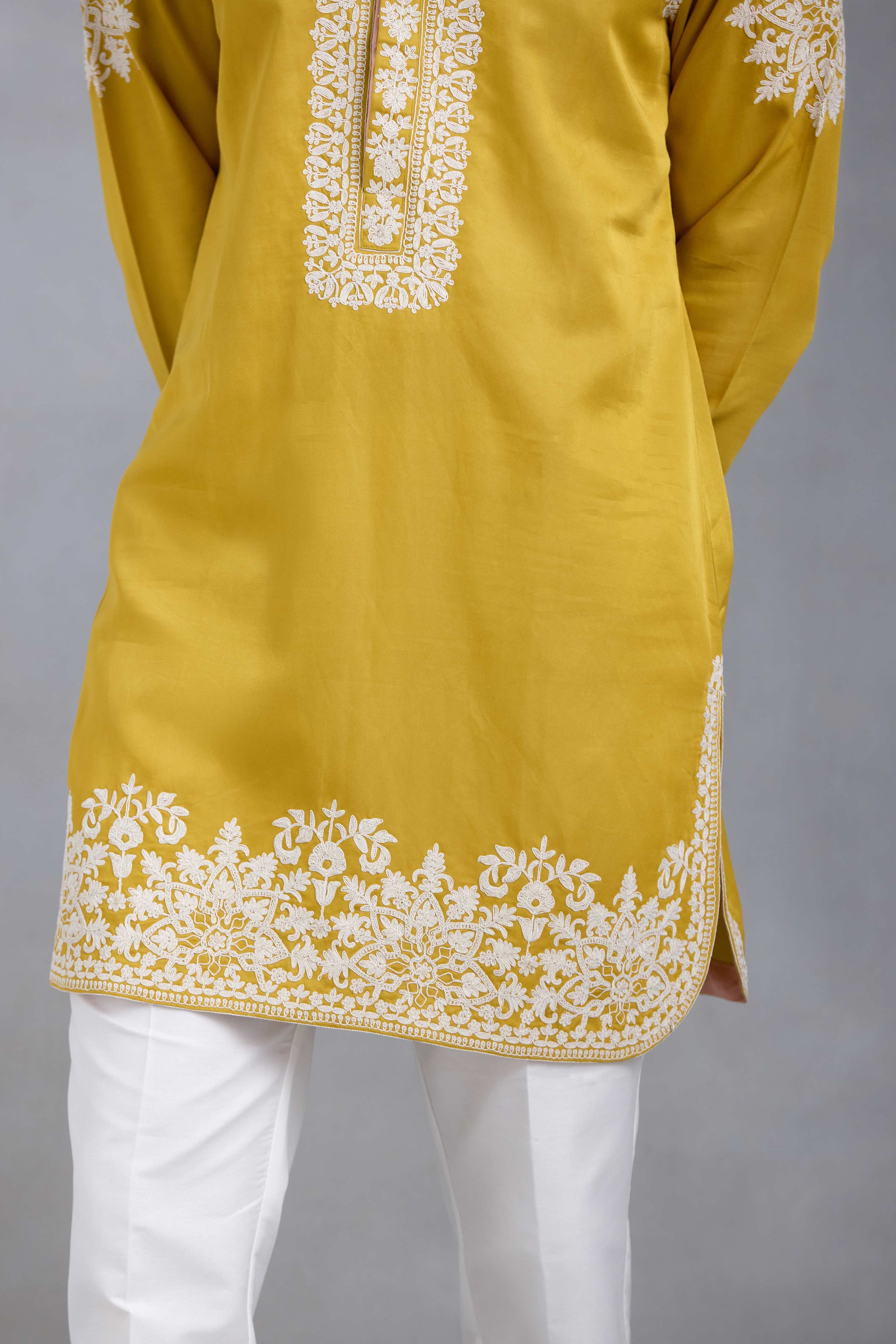 Yellow Dori Embroidered Kurta Set