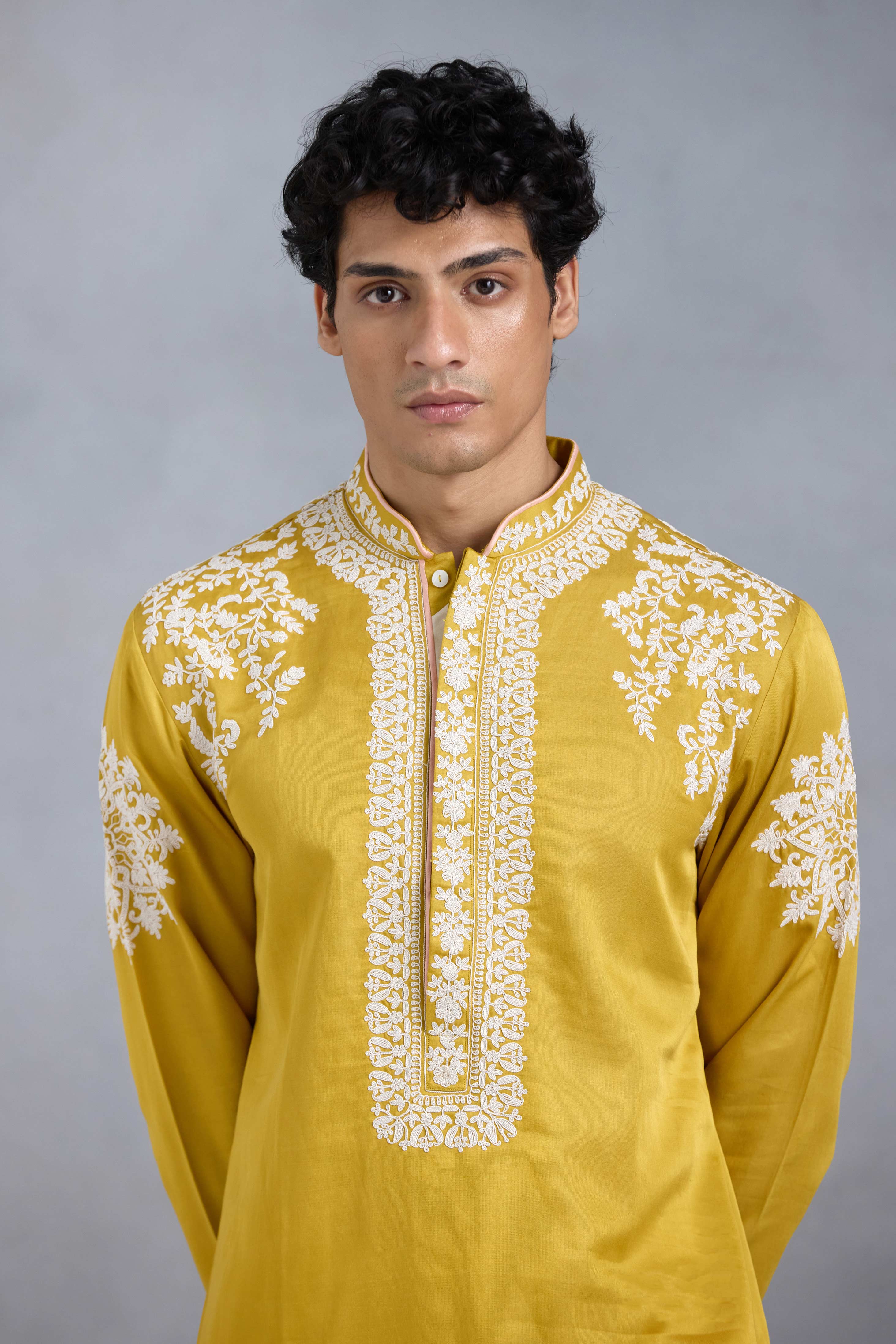 Yellow Dori Embroidered Kurta Set