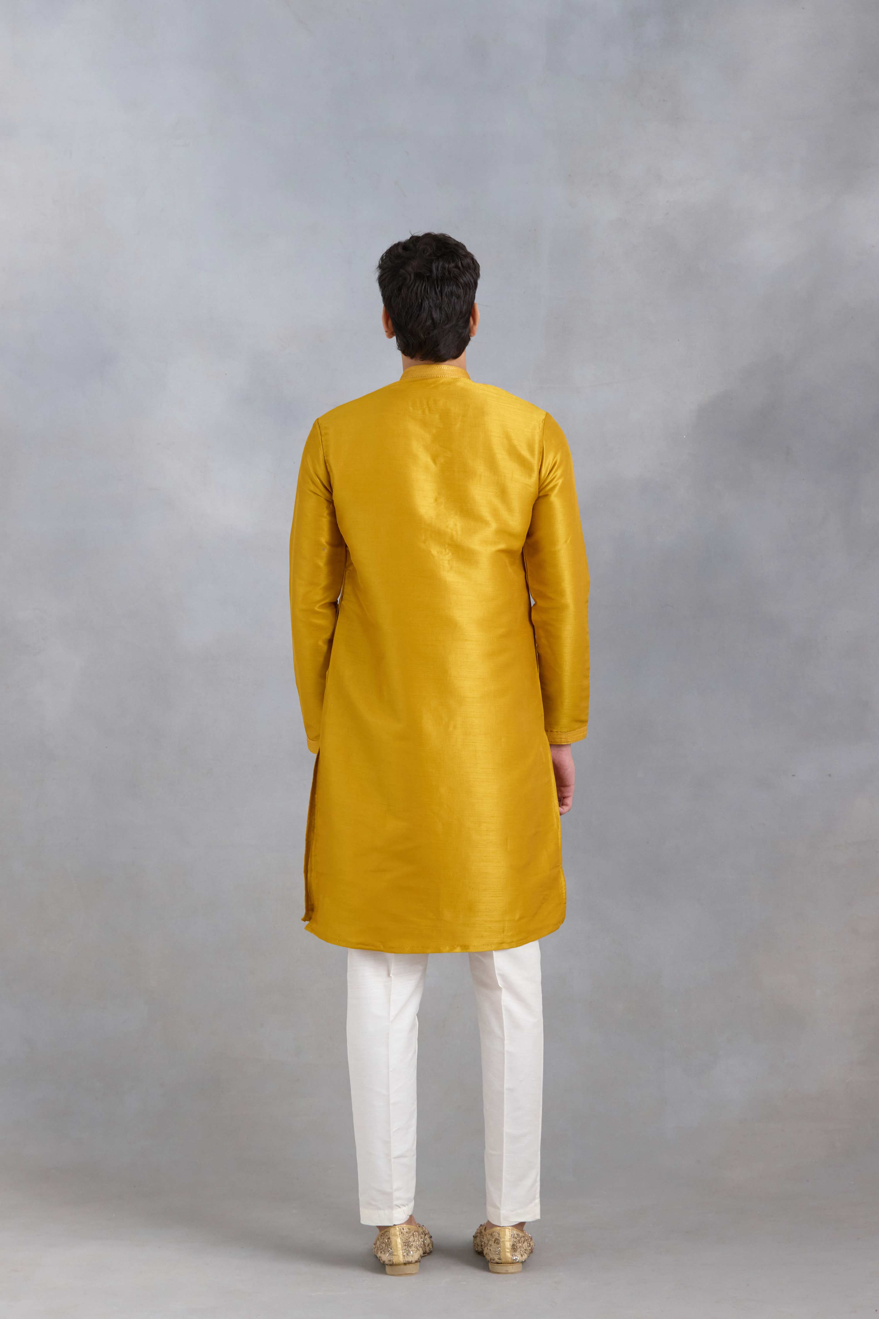 Mustard Thread Mirror Kurta Set