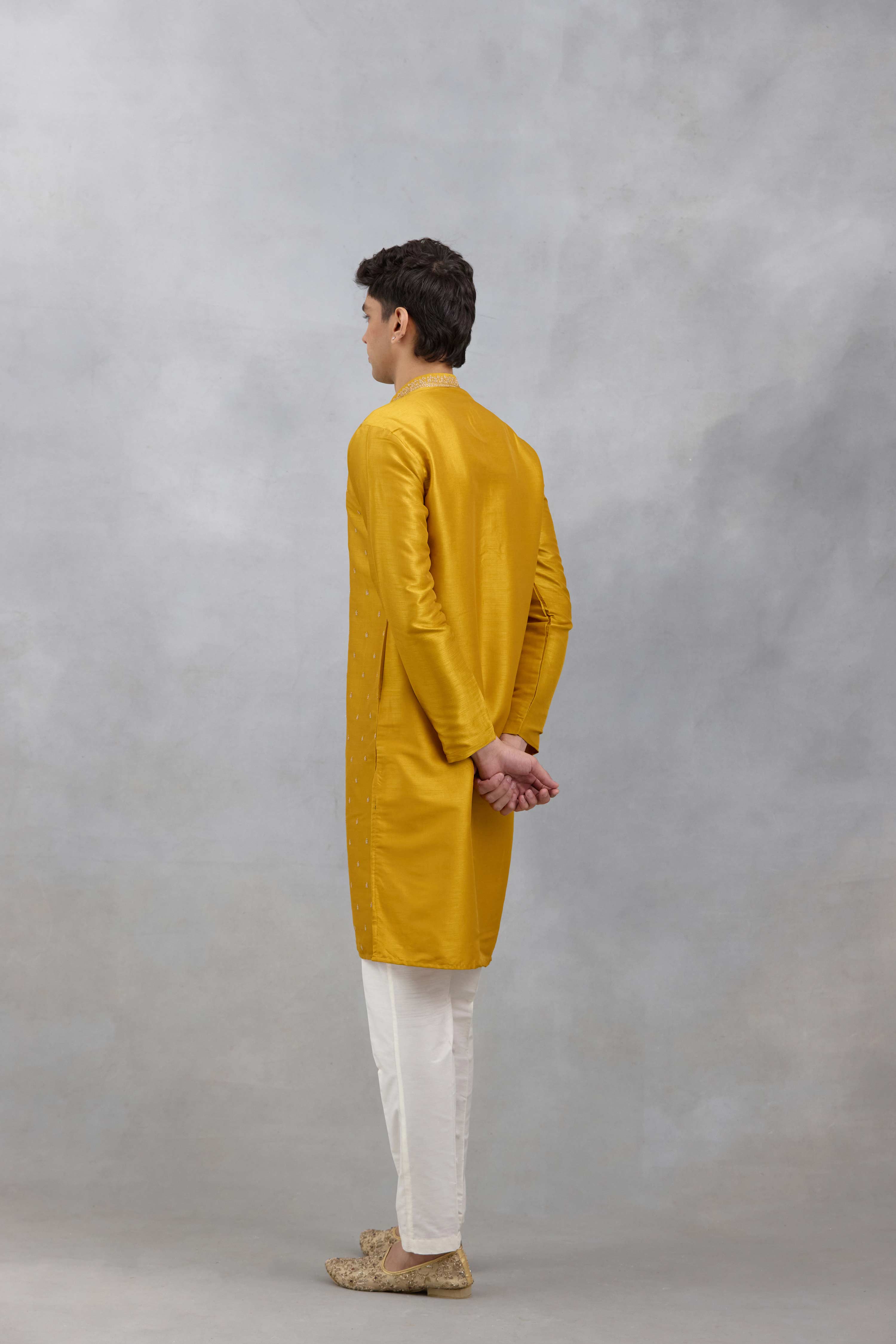 Mustard Scattered Zari Kurta Set