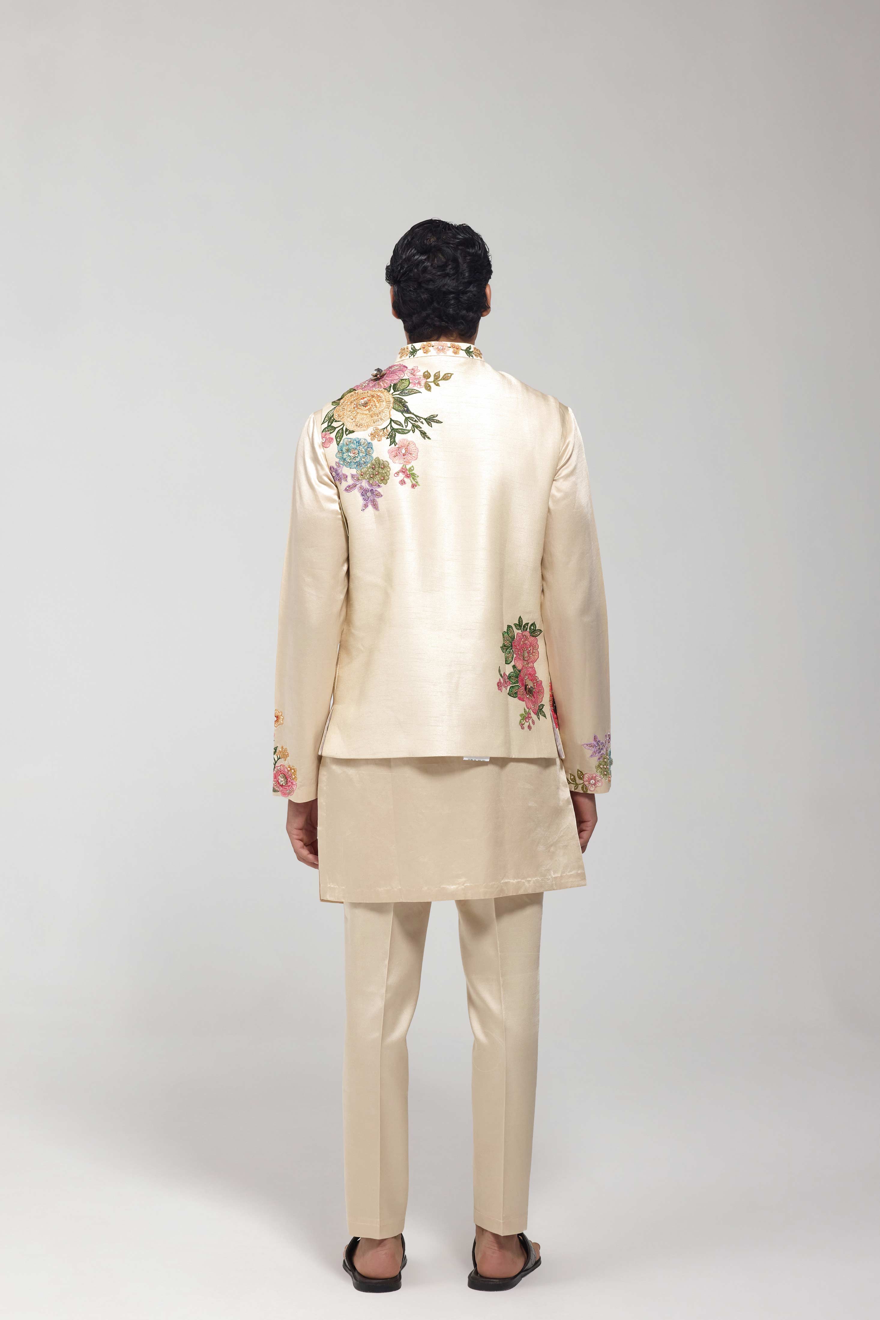 Gold Embroidered Half Jacket Set