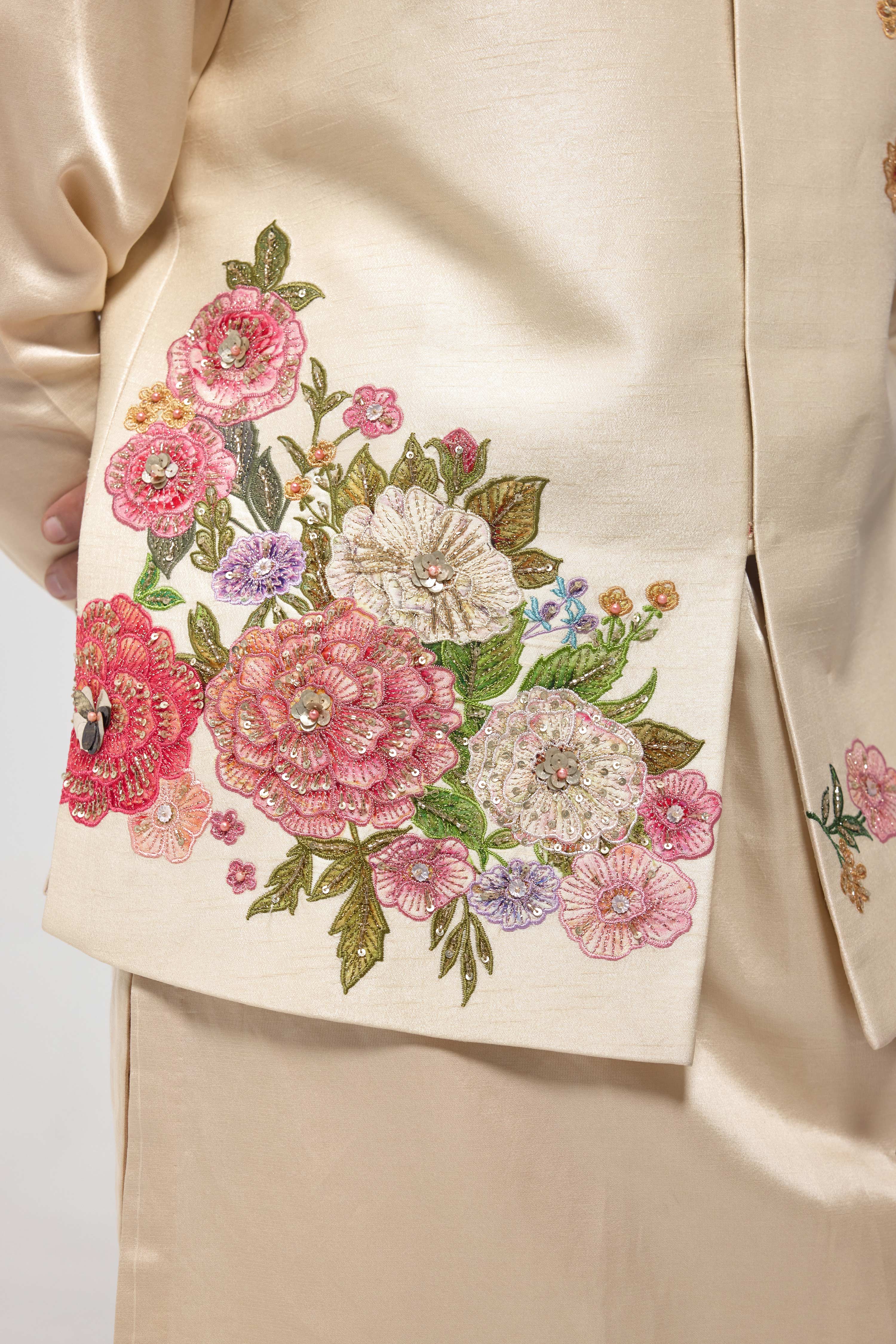 Gold Embroidered Half Jacket Set