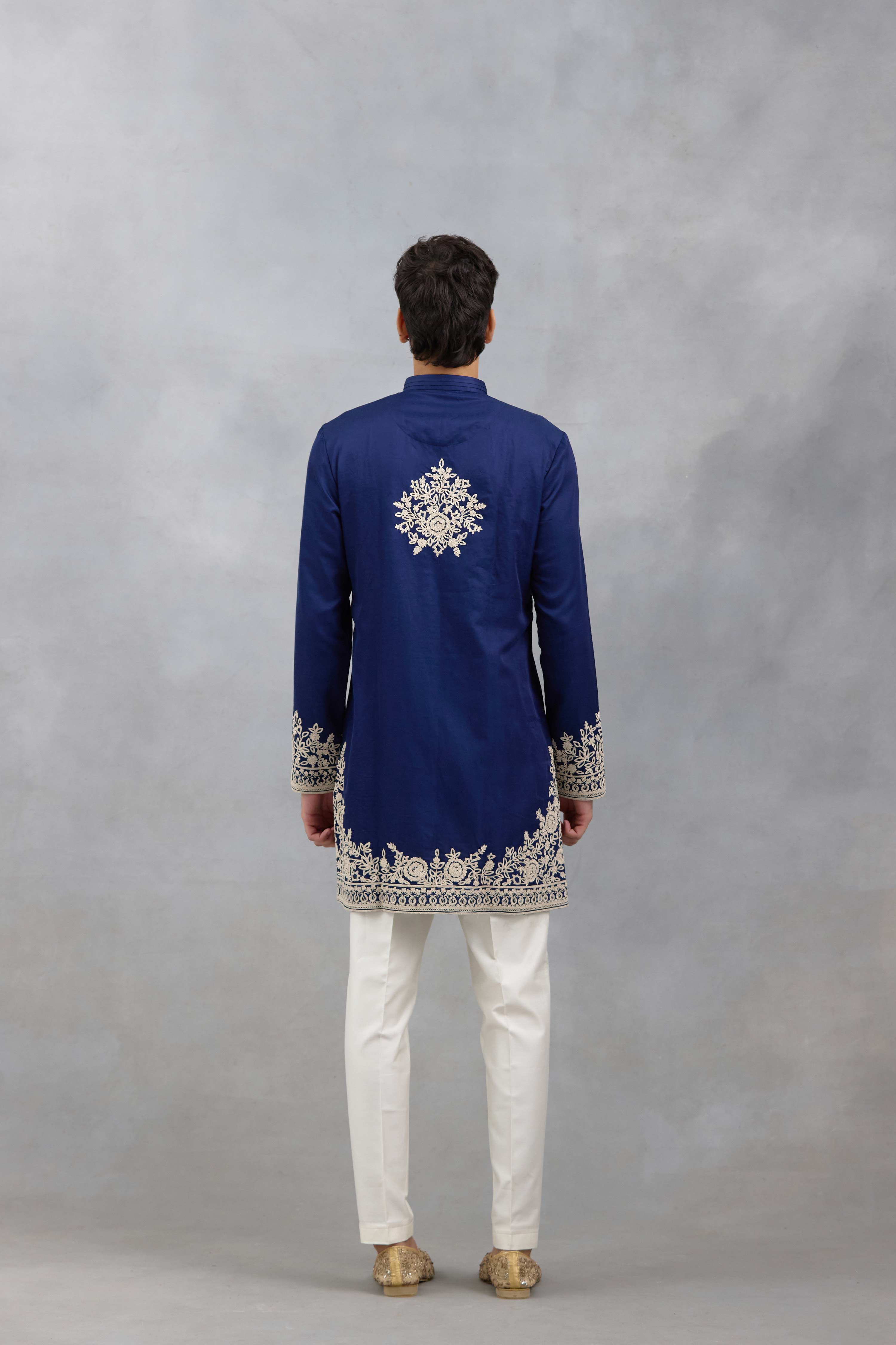 Navy Blue Dori Embroidered Kurta Set