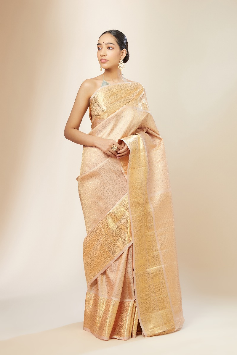 Beige Kanjivaram Silk Saree