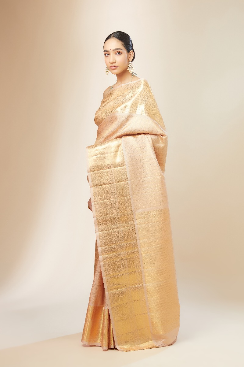 Beige Kanjivaram Silk Saree