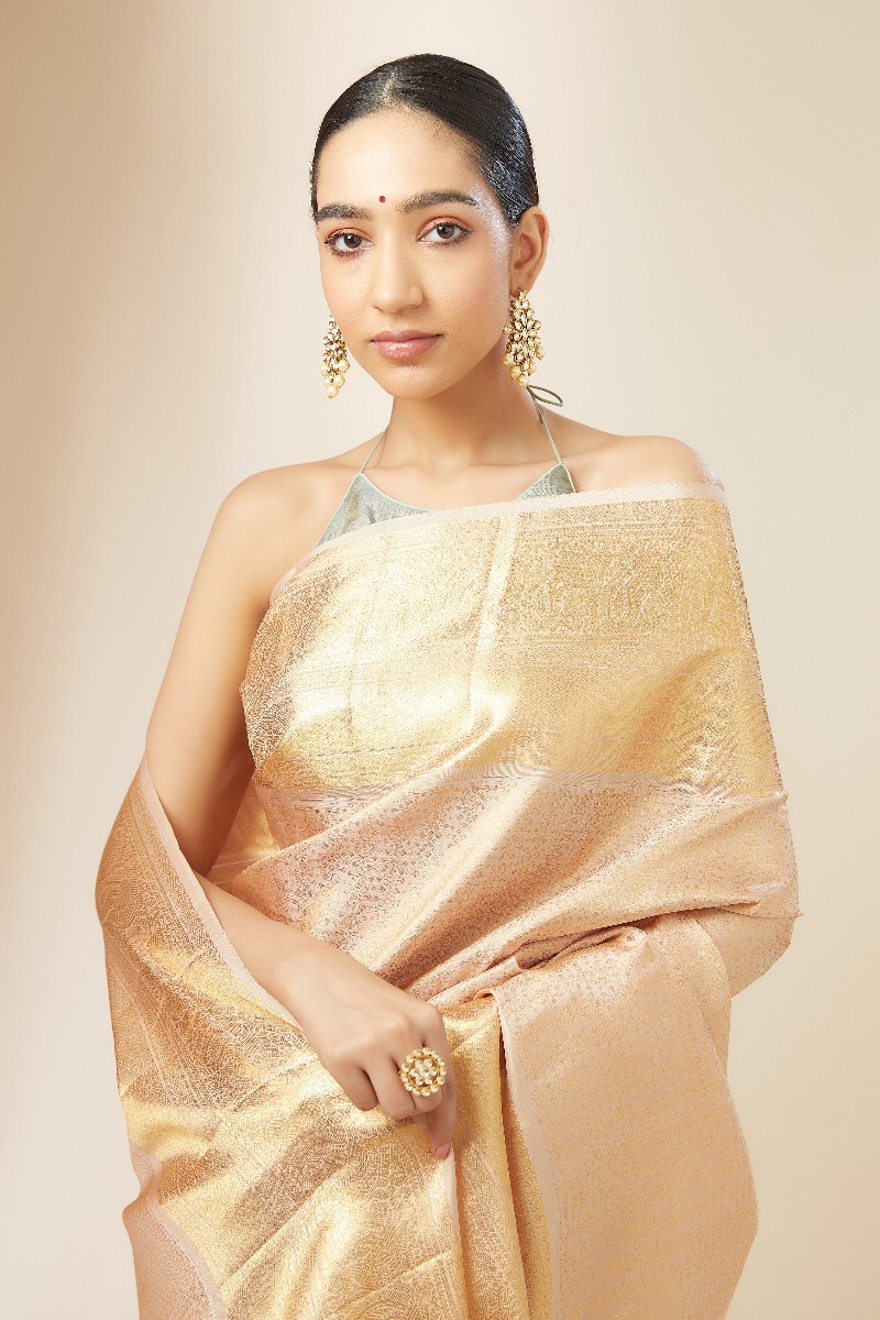 Beige Kanjivaram Silk Saree