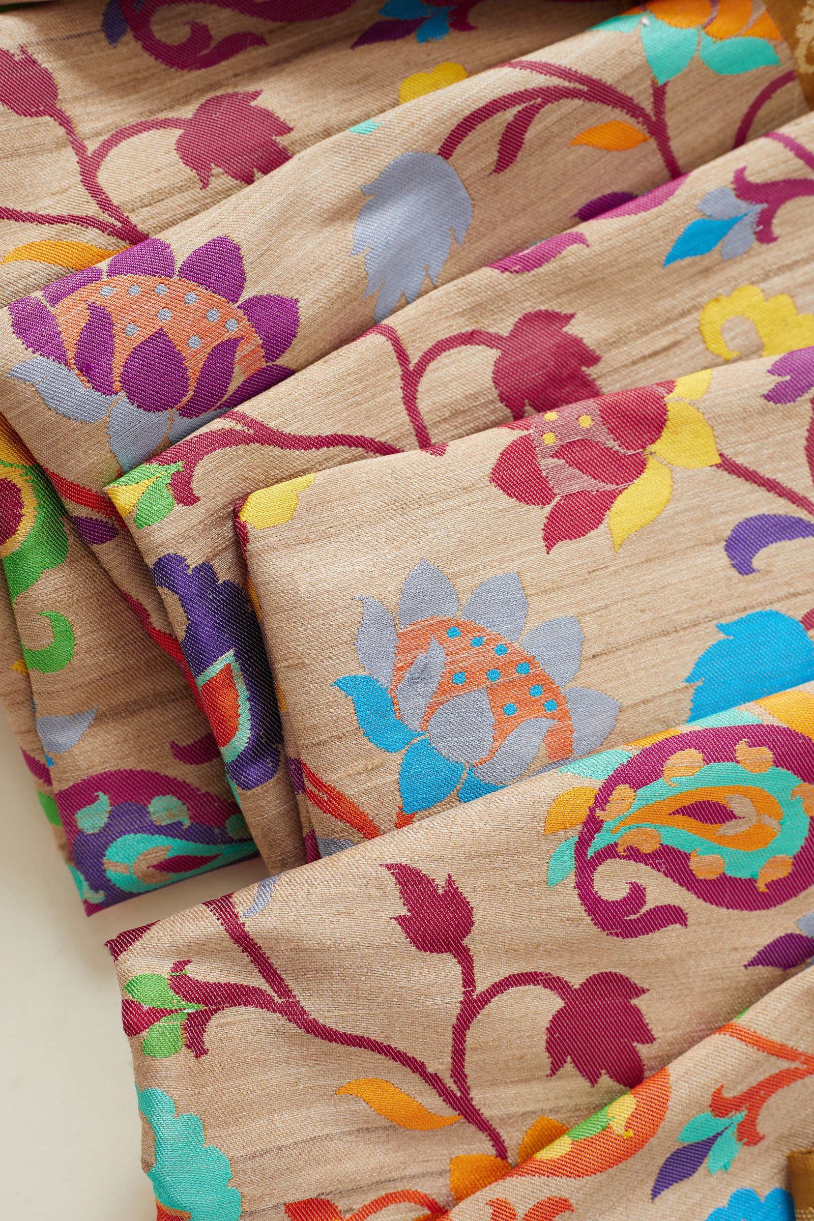 Ivory Floral Printed Banarasi Tussar Silk saree