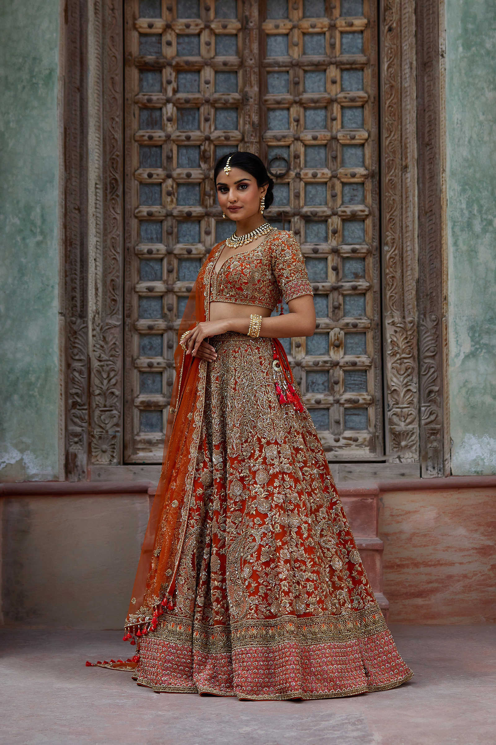 Tangerine Scape Lehenga