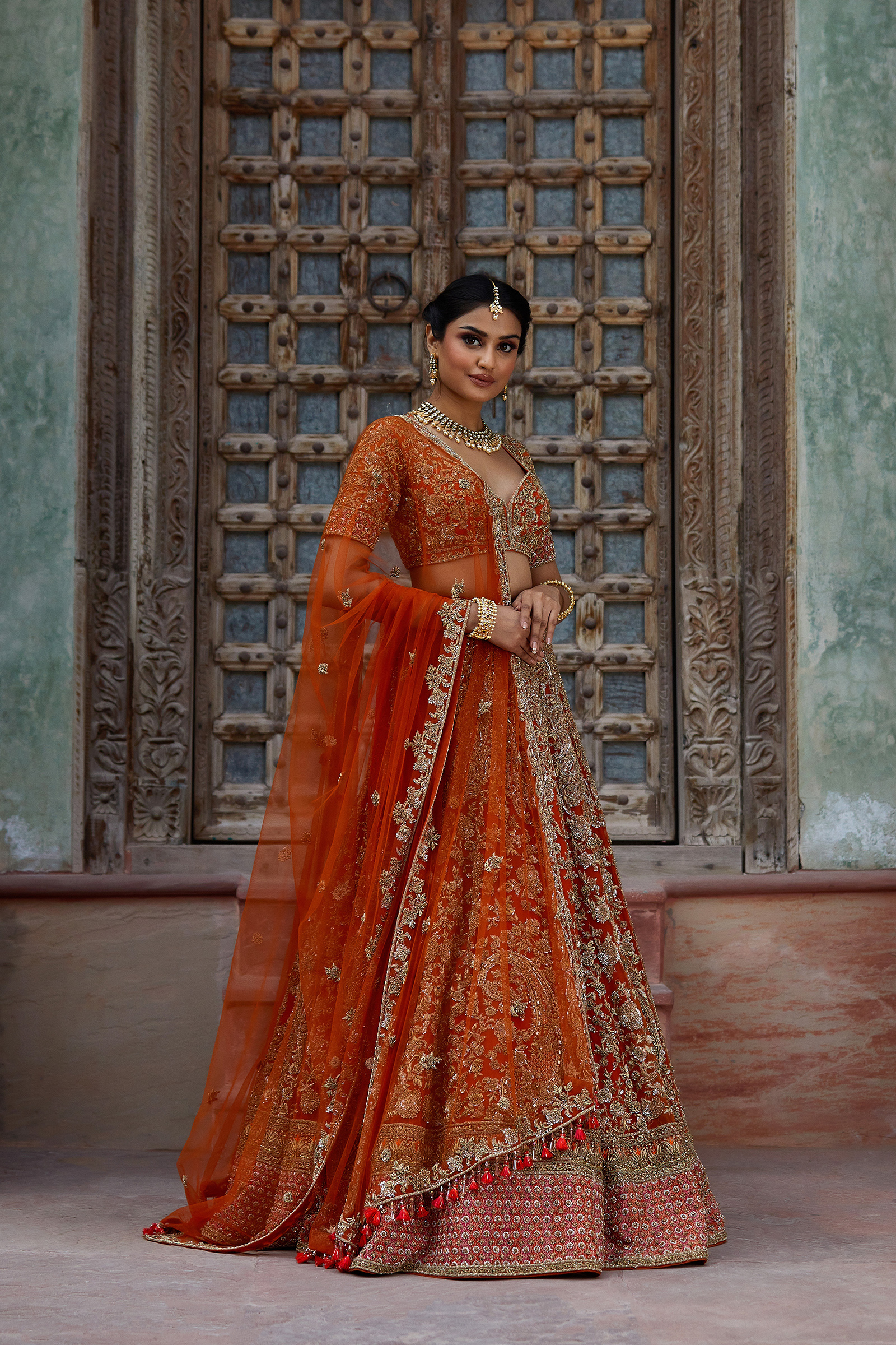Tangerine Scape Lehenga