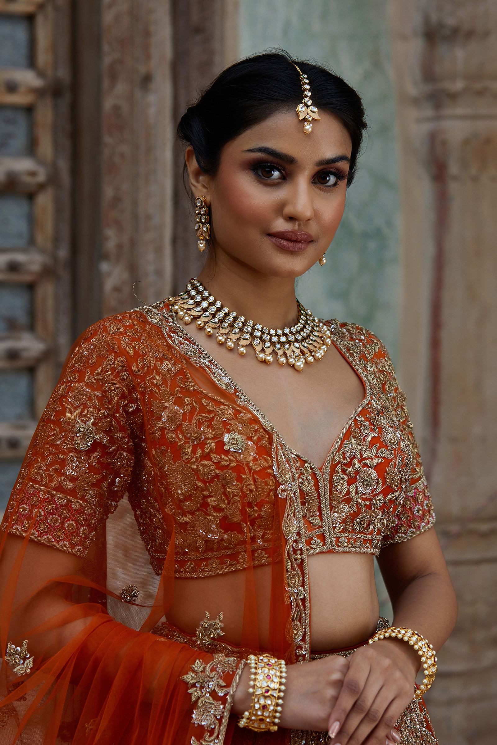 Tangerine Scape Lehenga