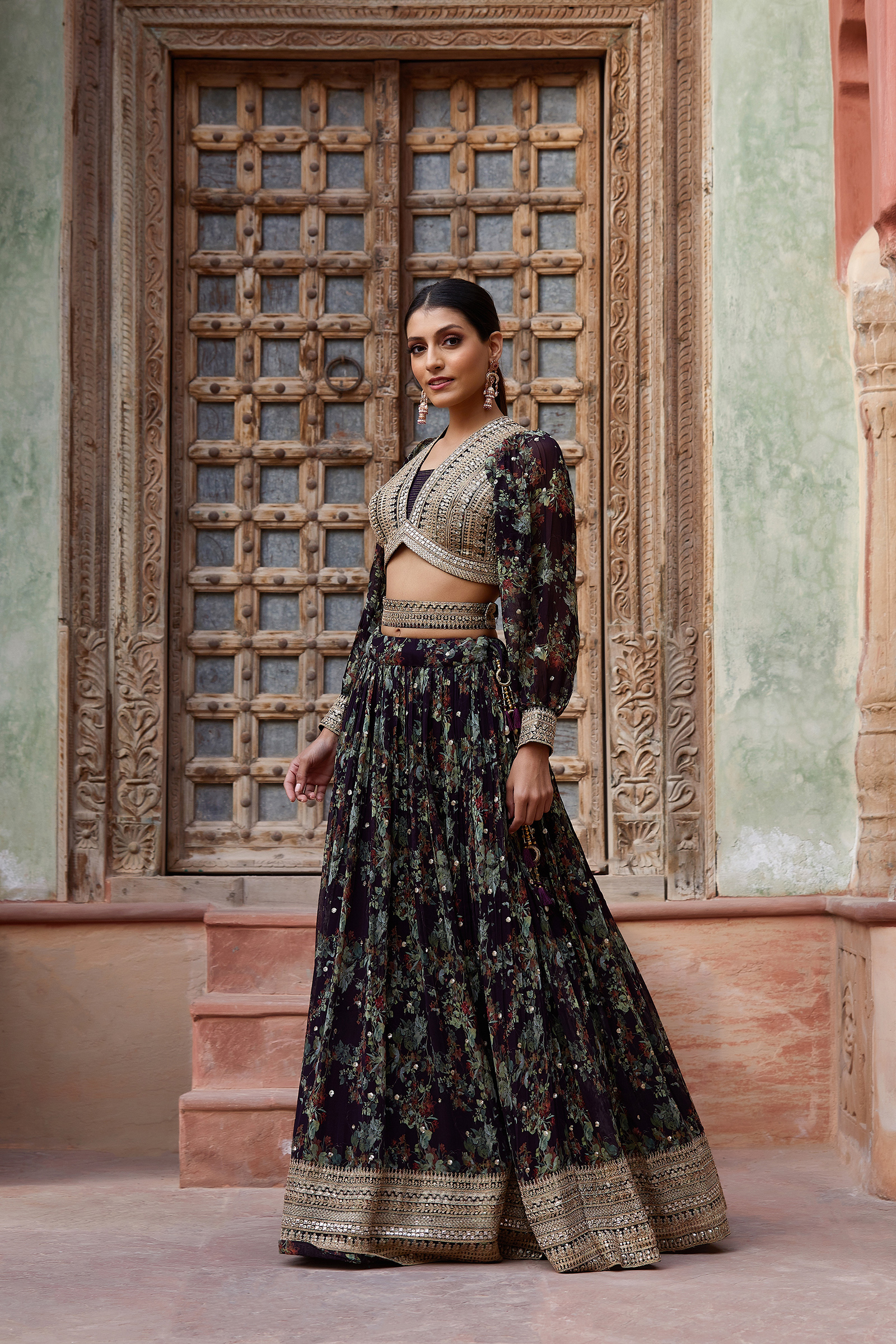 Black Printed Lehenga