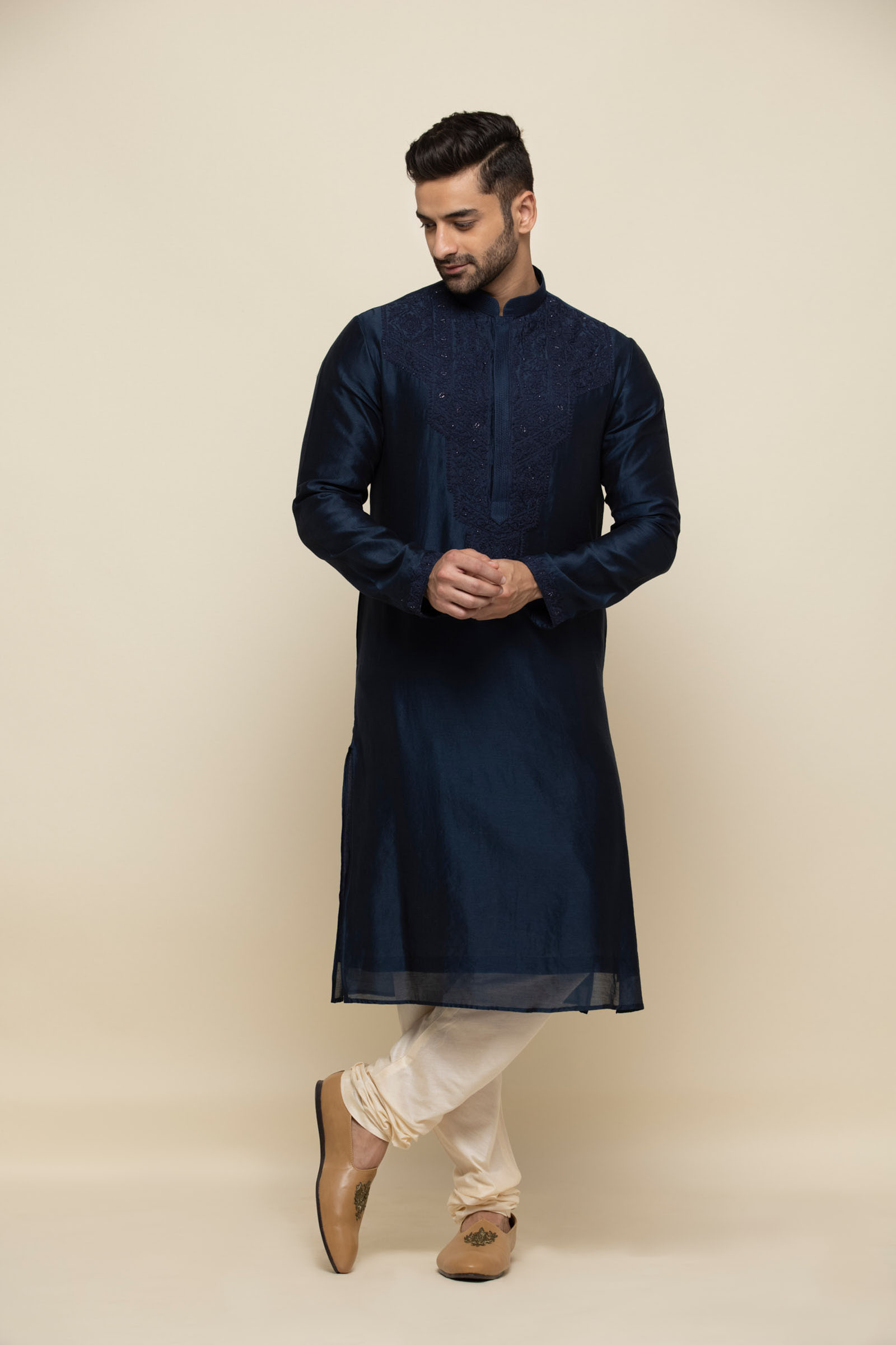 Royal Blue Chanderi Silk Kurta Set