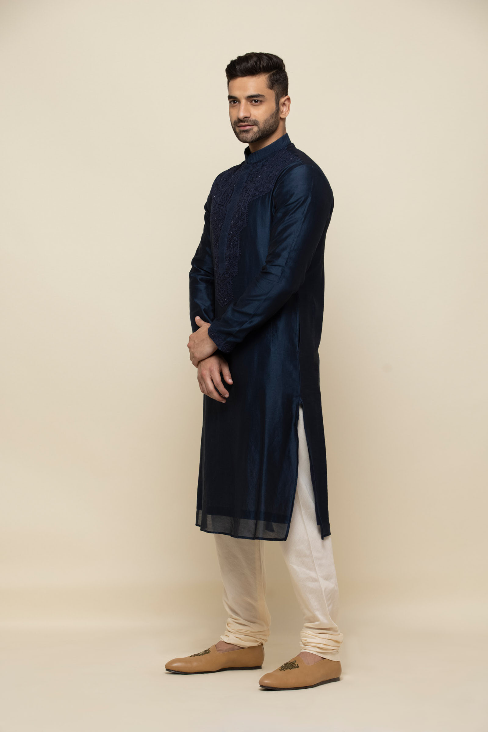 Royal Blue Chanderi Silk Kurta Set