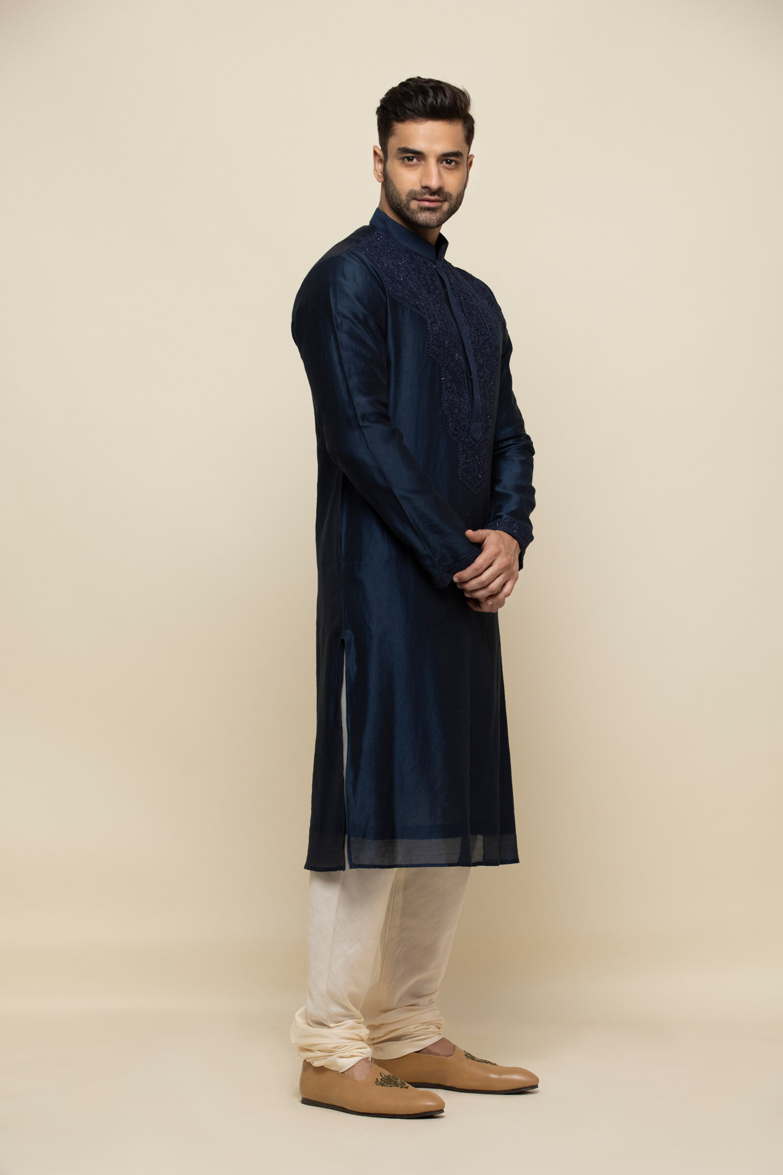 Royal Blue Chanderi Silk Kurta Set