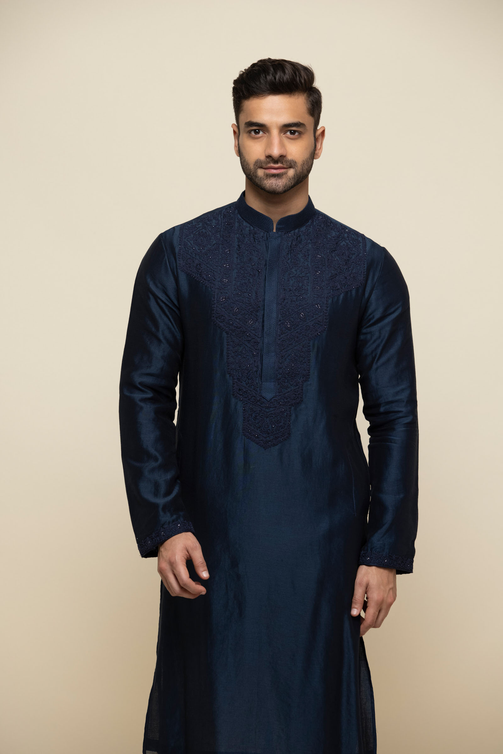 Royal Blue Chanderi Silk Kurta Set