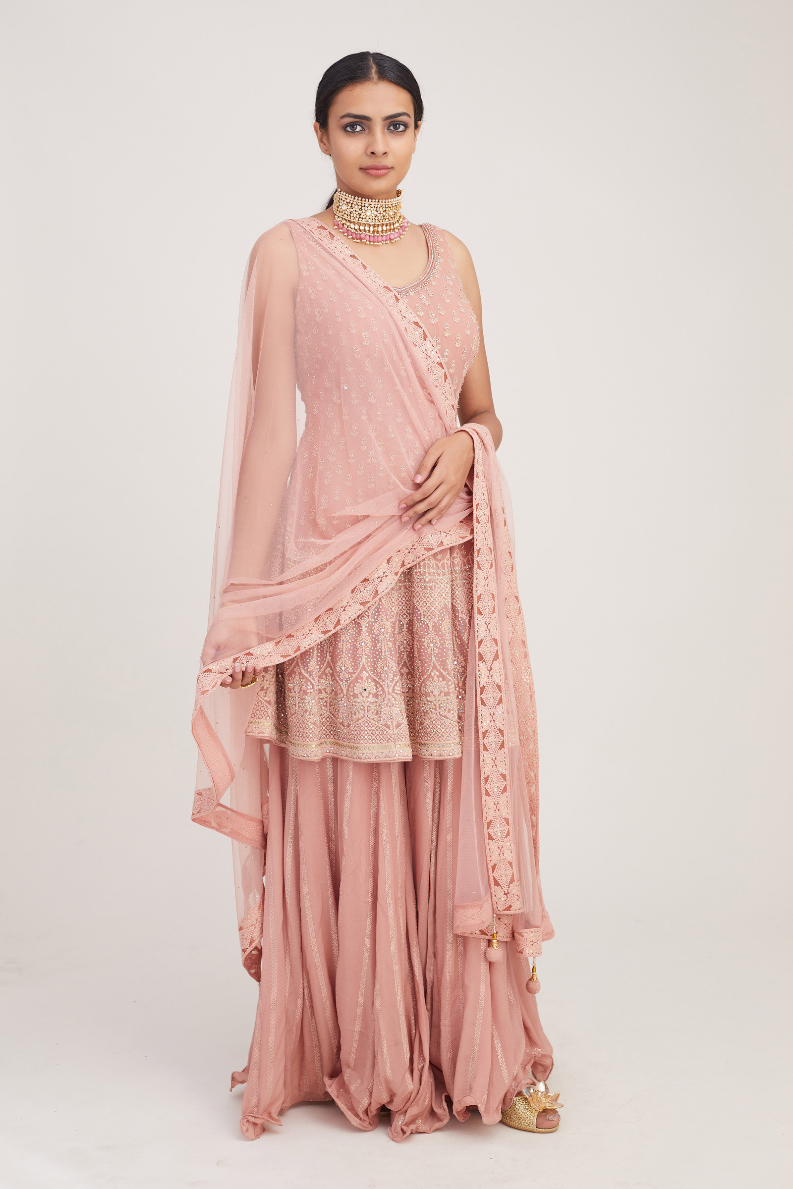 Rose Pink Sharara Set