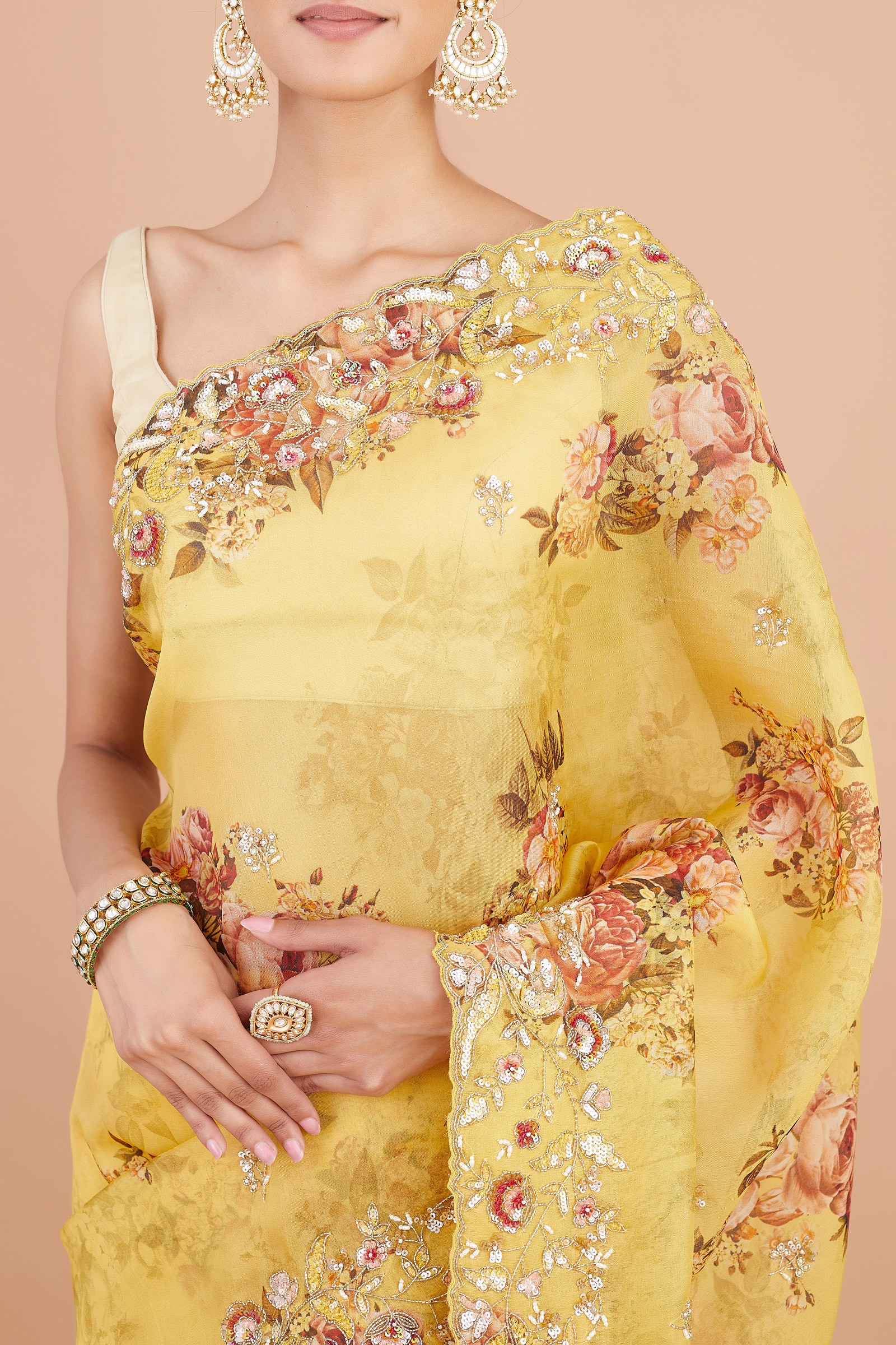 buy floral organza saree