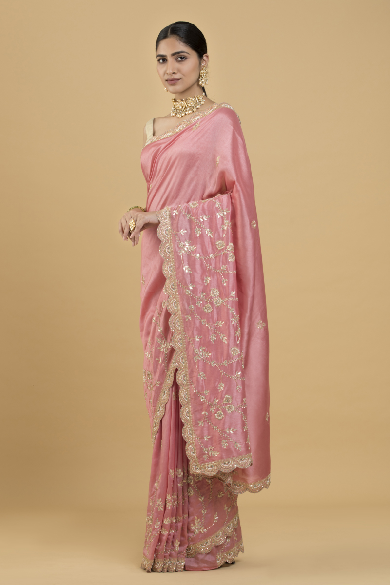 Rose Pink Silk Saree