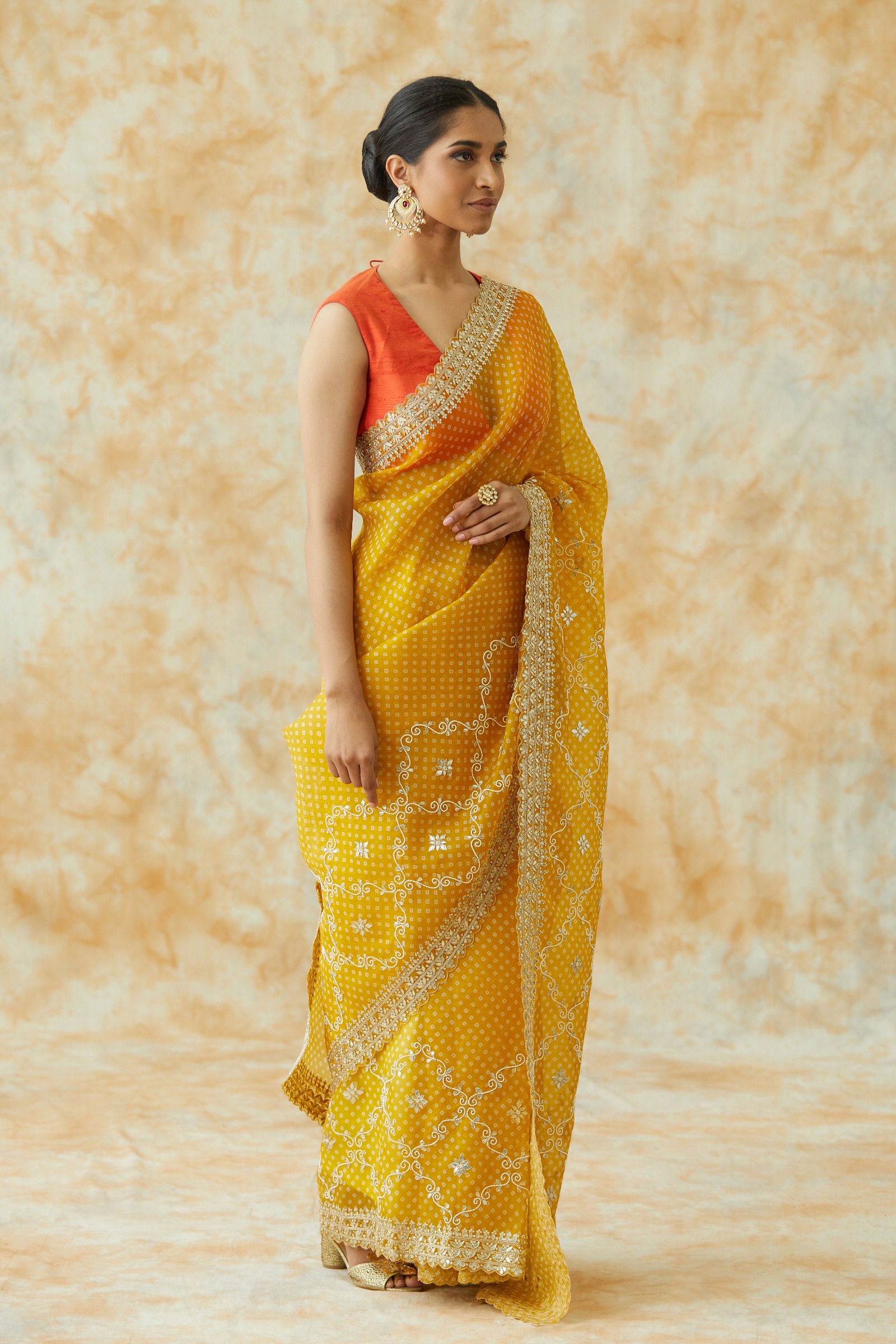 Mango Yellow Organza Saree