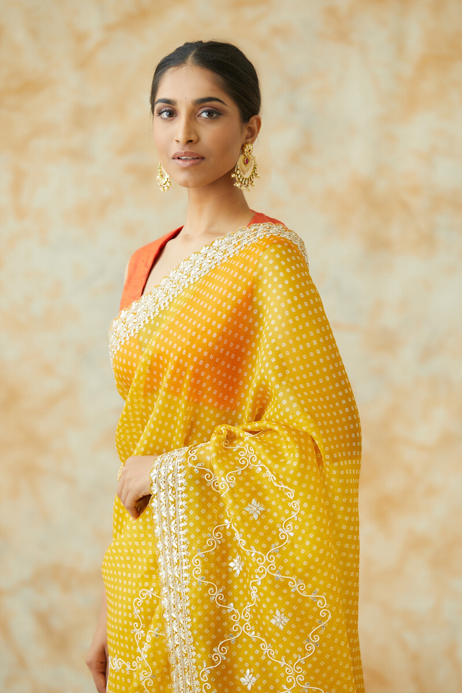 Mango Yellow Organza Saree
