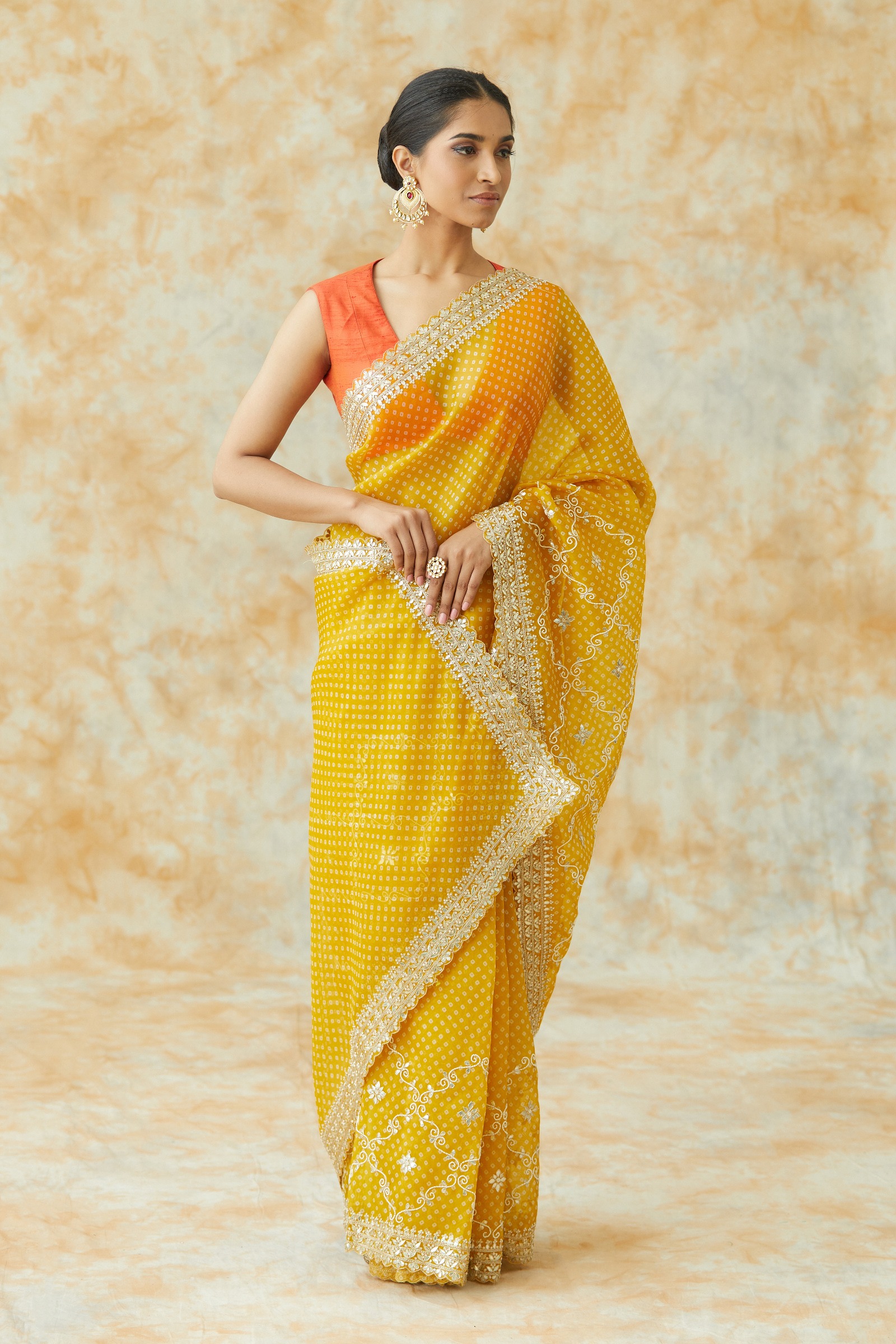 Mango Yellow Organza Saree