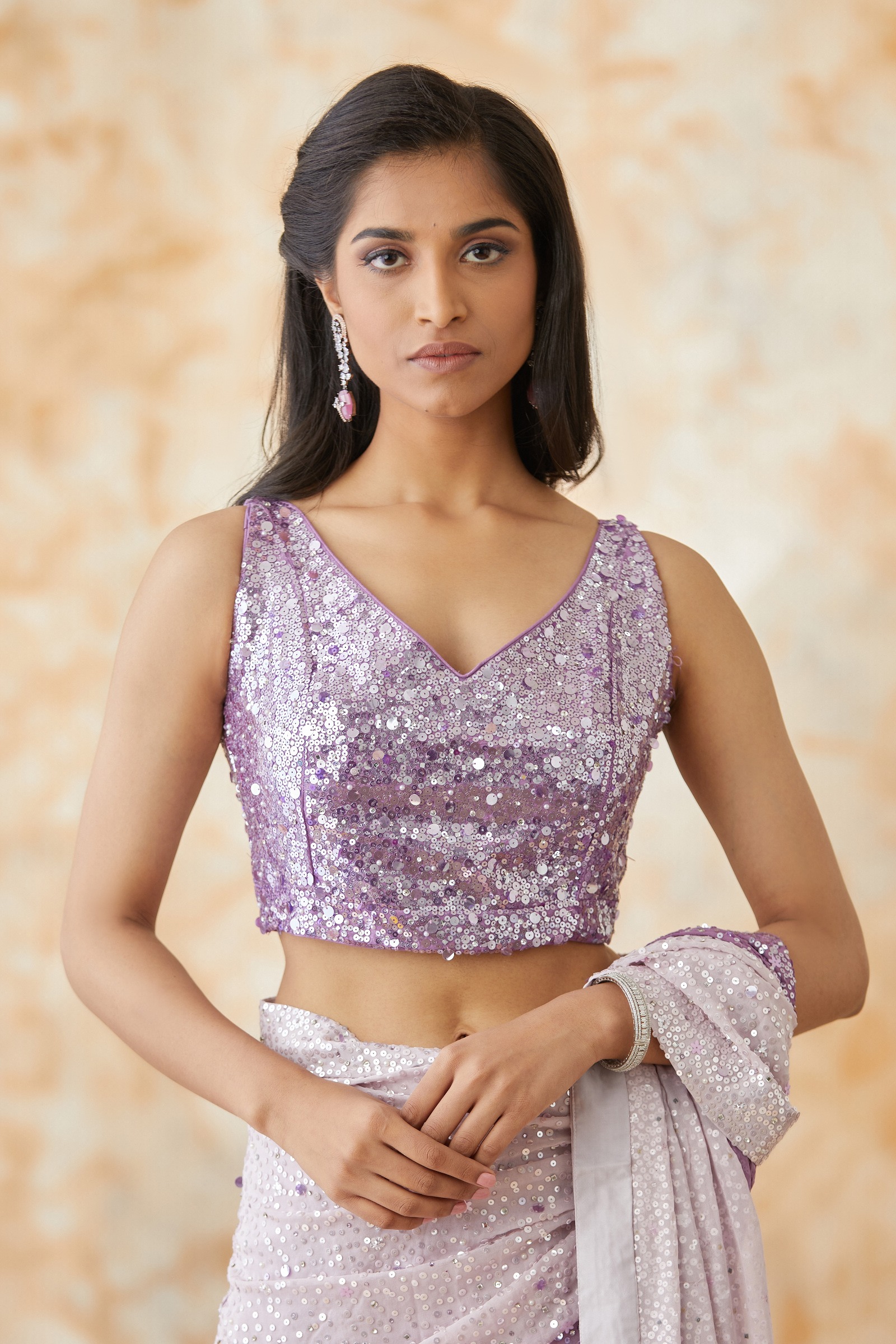 Orchid Purple Georegette Saree