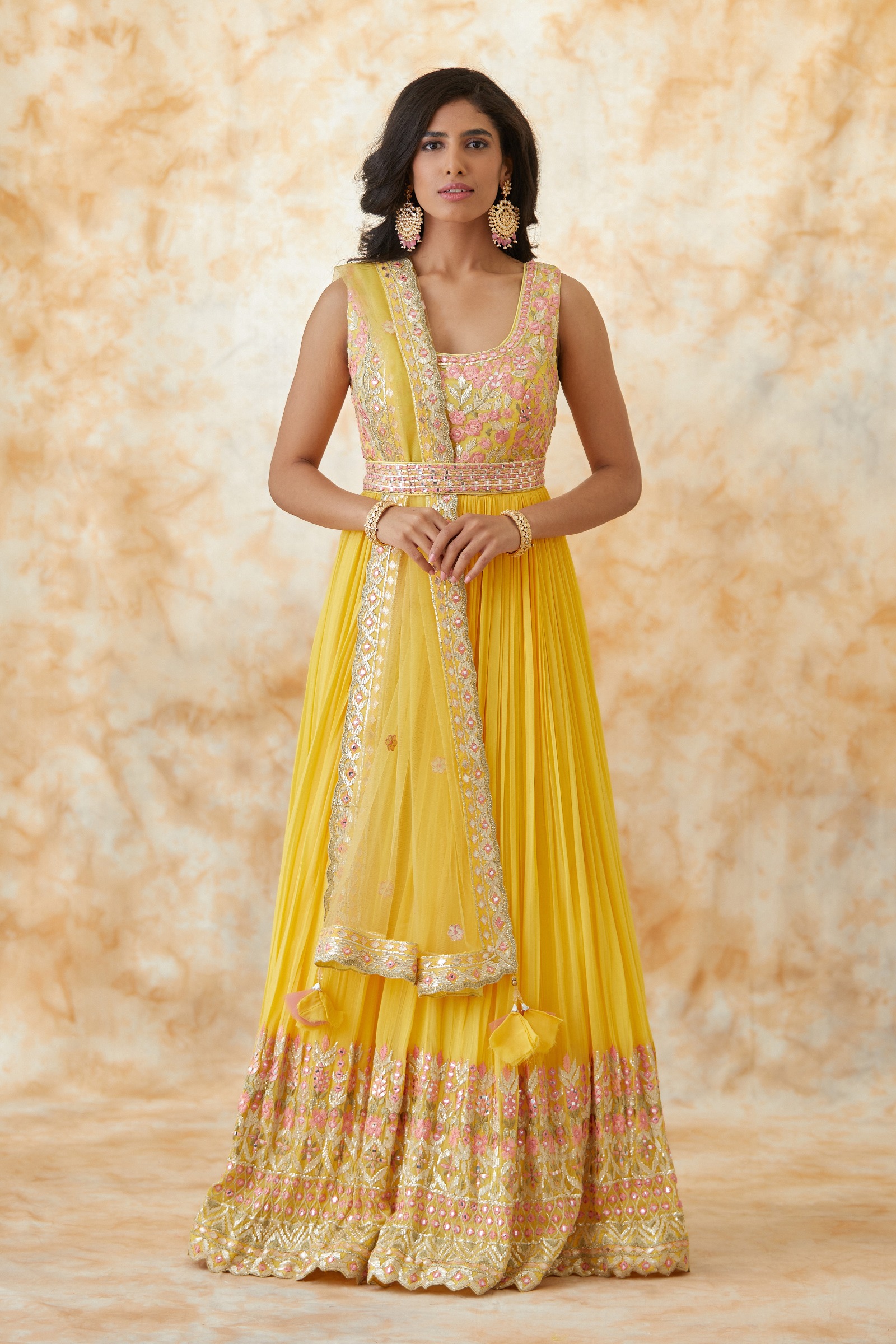 Beautiful Yellow Color Ruffle Flair Anarkali Gown – Amrutamfab