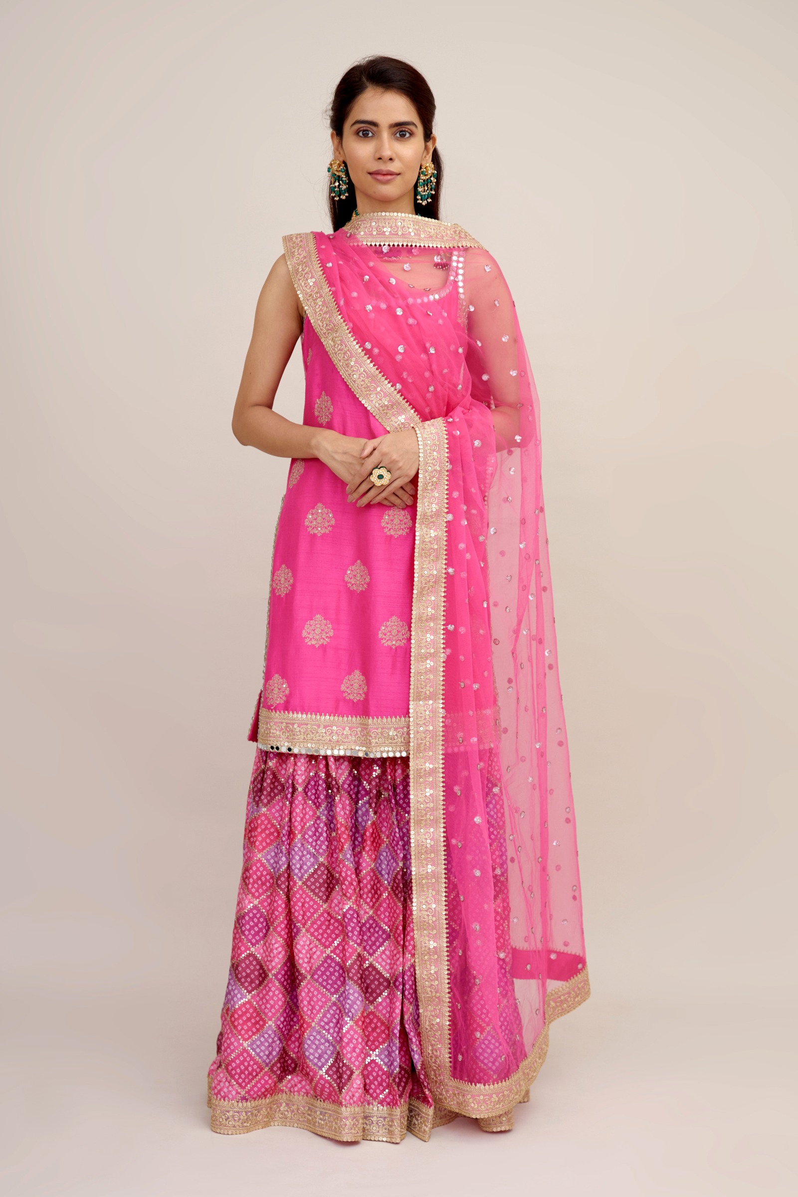 Hot Pink Sharara Suit
