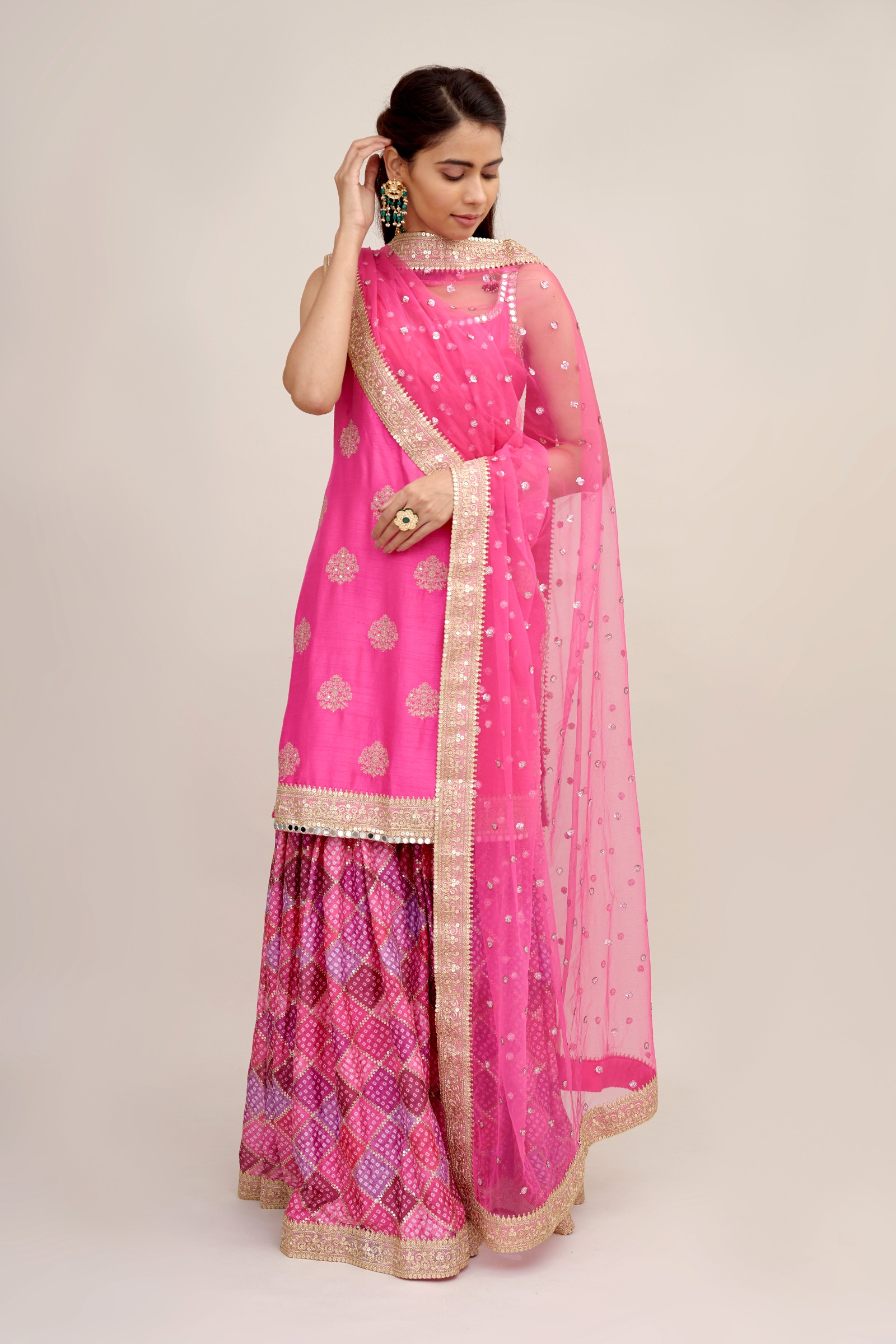 Hot Pink Sharara Suit