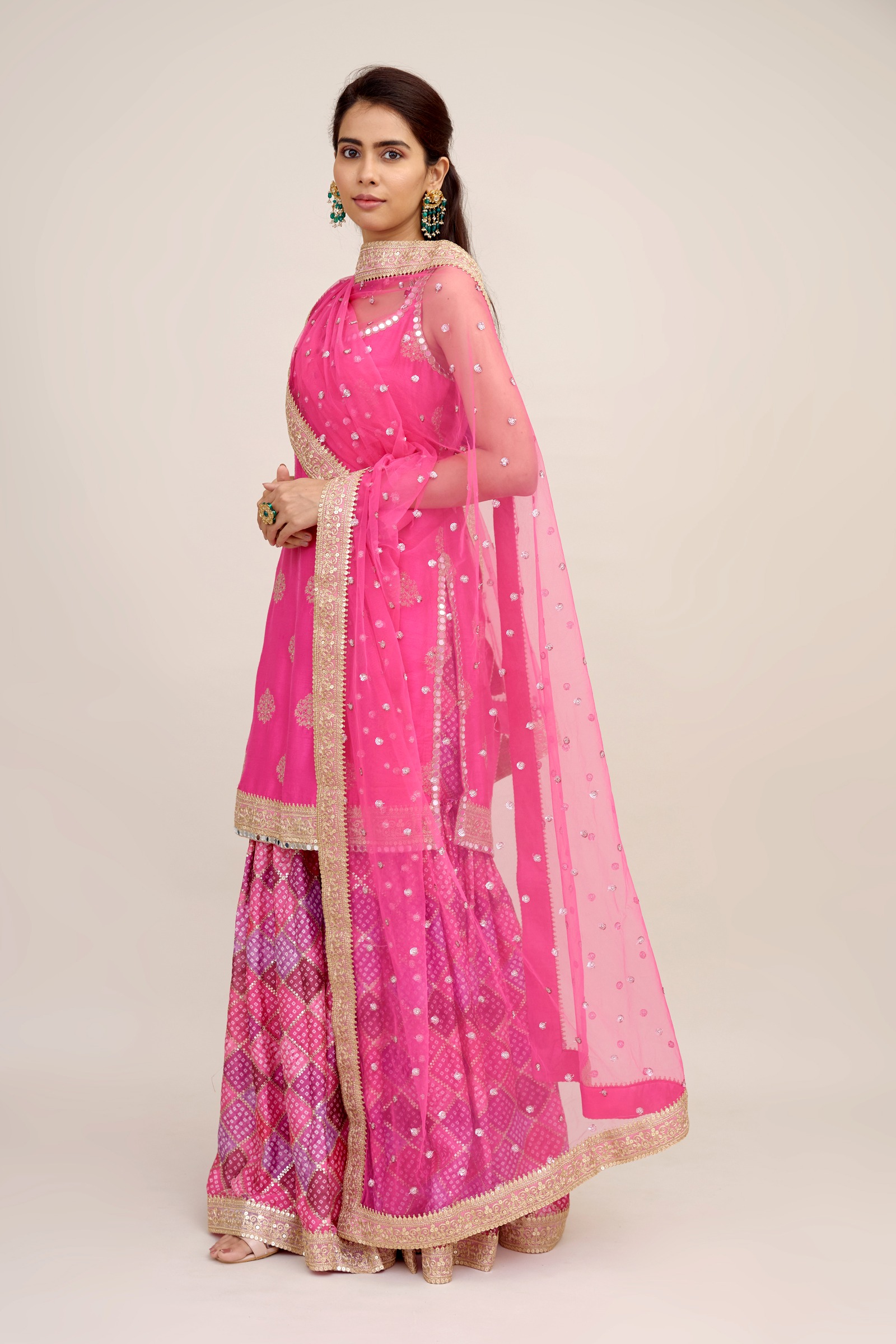 Hot Pink Sharara Suit