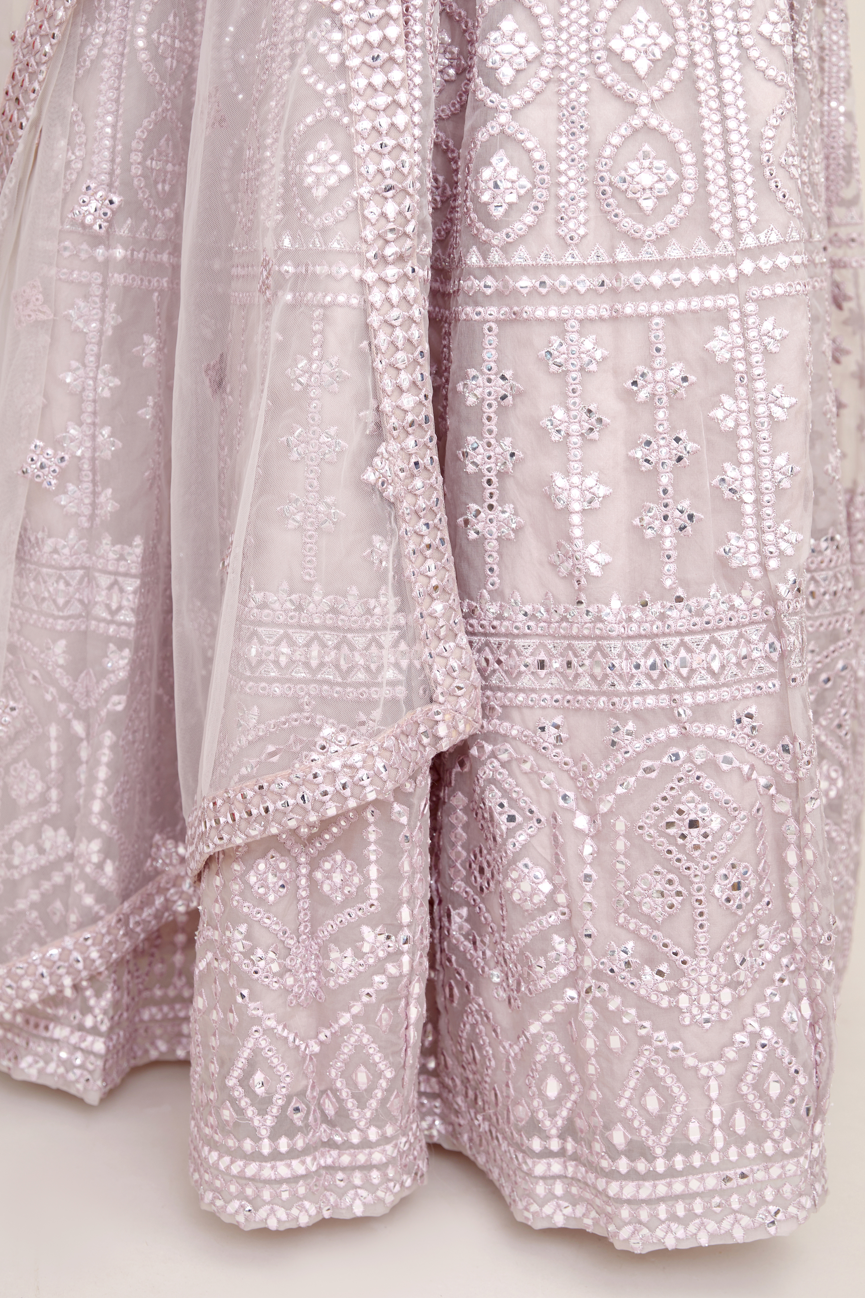 Silver Orchid Raw Silk Lehenga