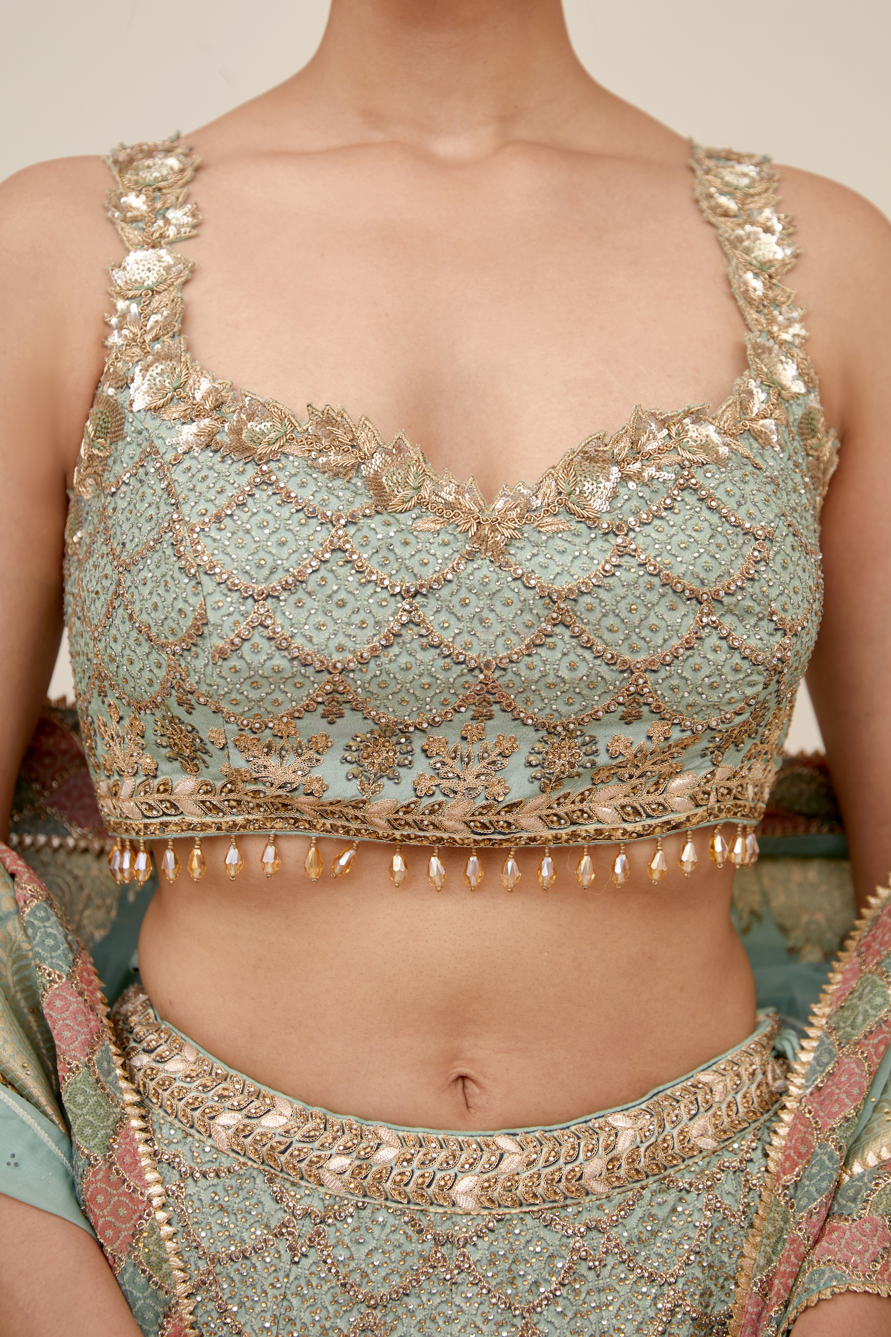 Sage Green Crepe Lehenga