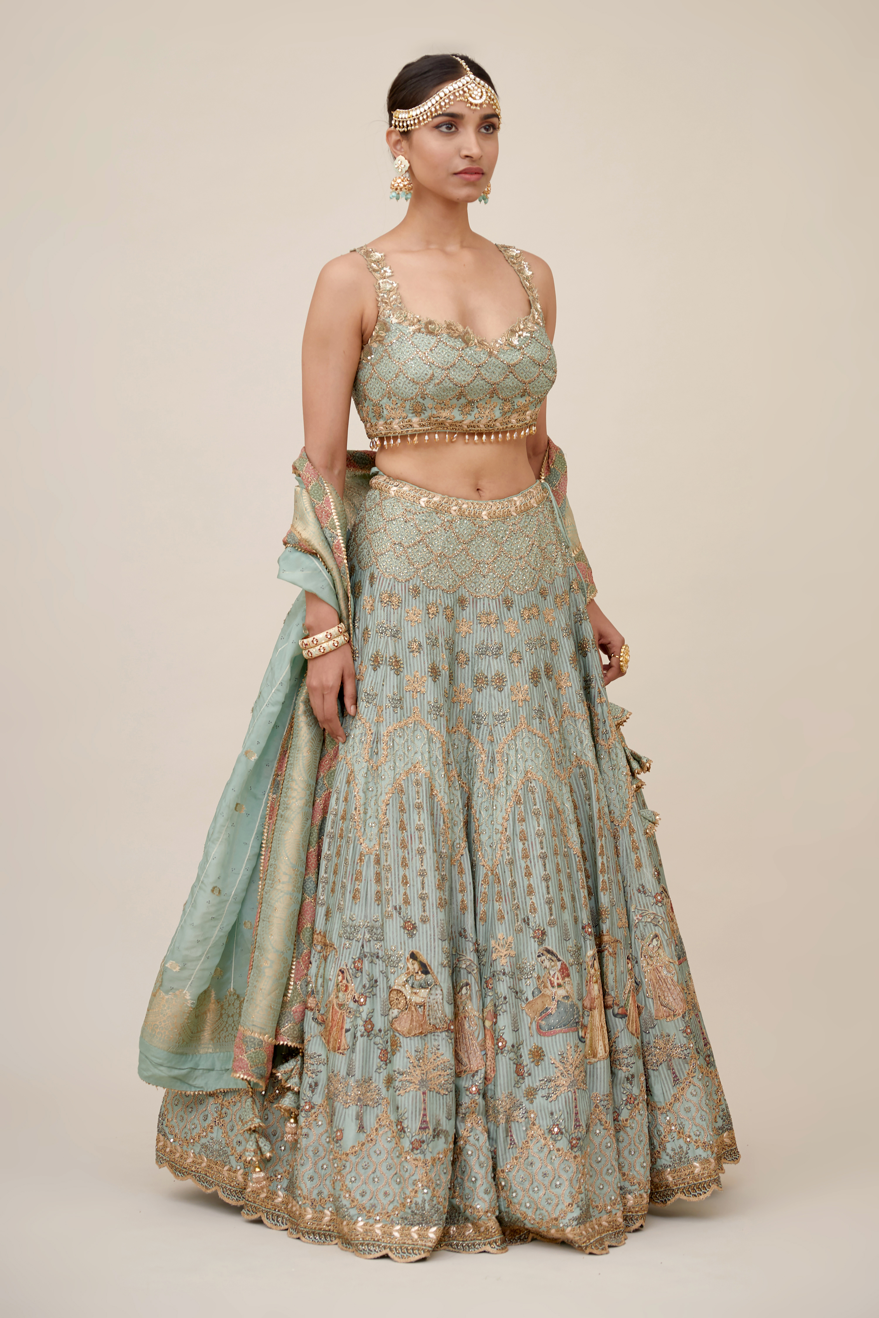 Sage Green Crepe Lehenga