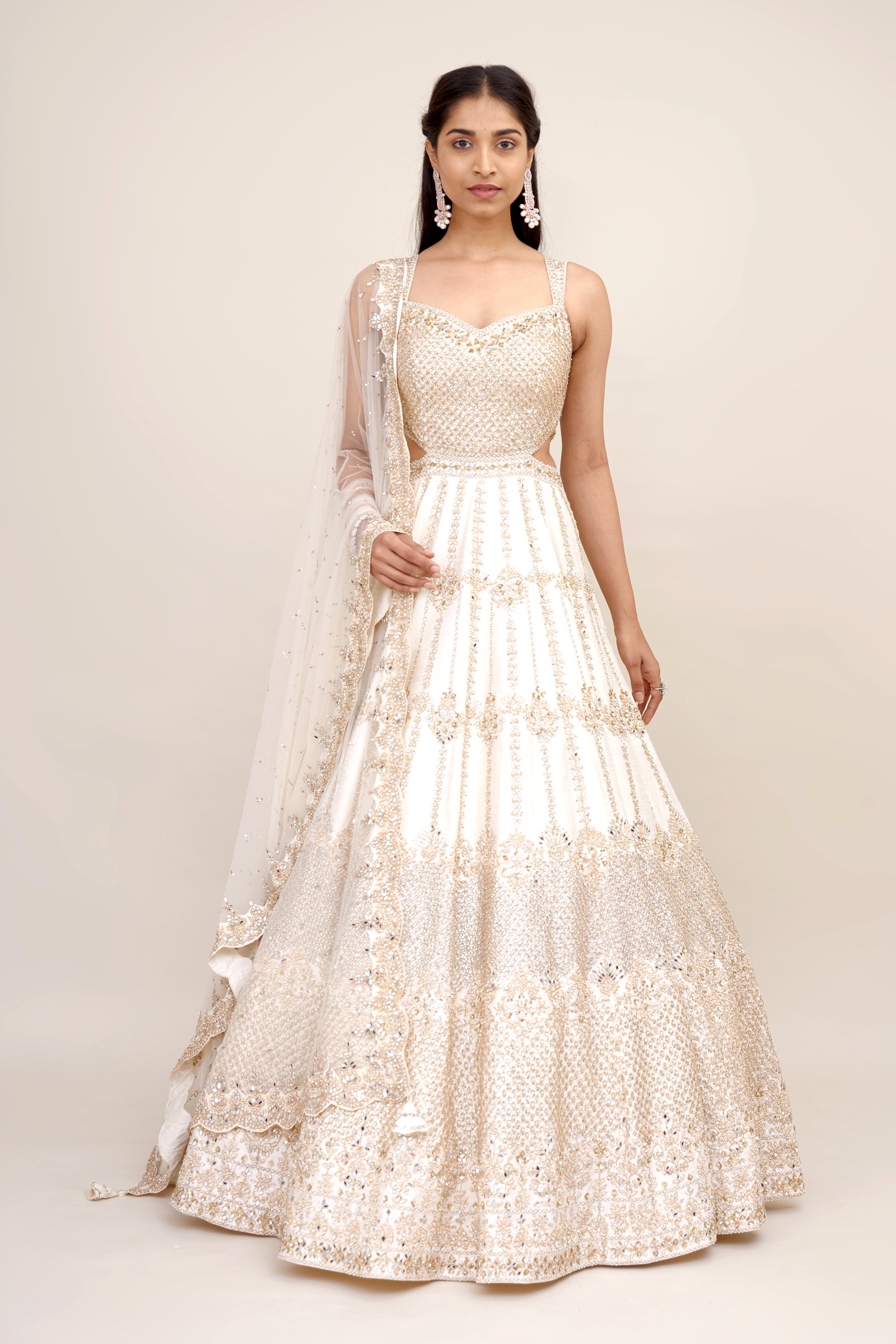 White sales silk anarkali