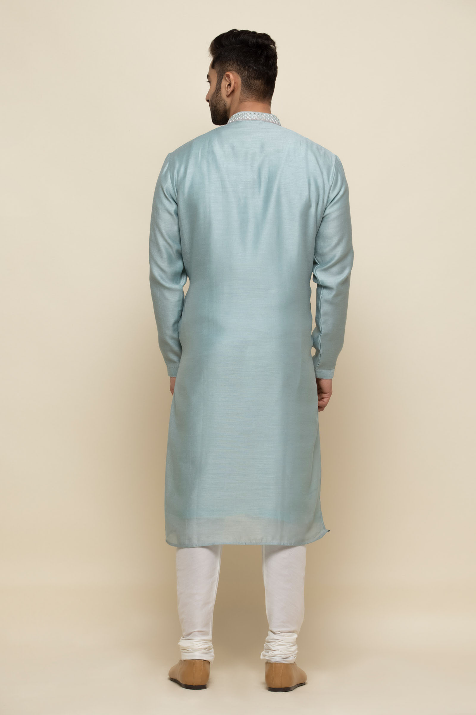 Buy Embroidered Cotton Aqua Blue Casual Kurti Online