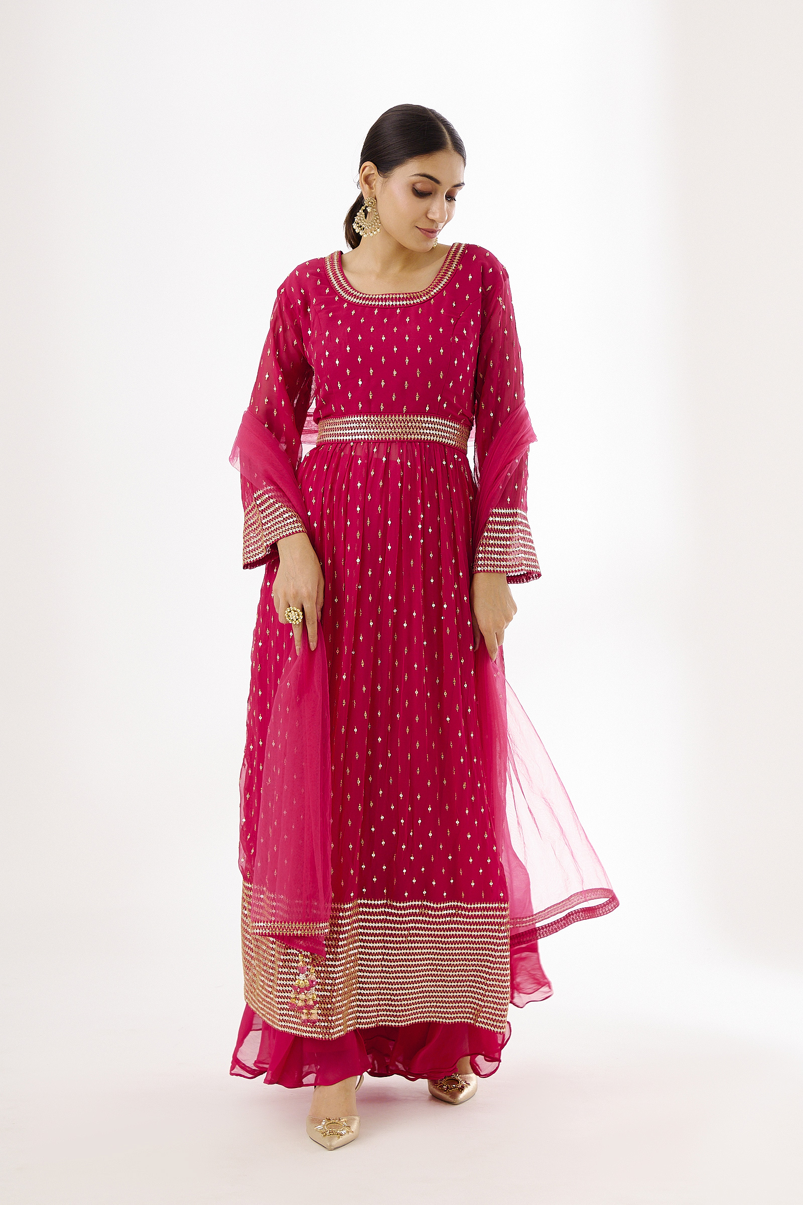Hot Pink Georegette Sharara Suit