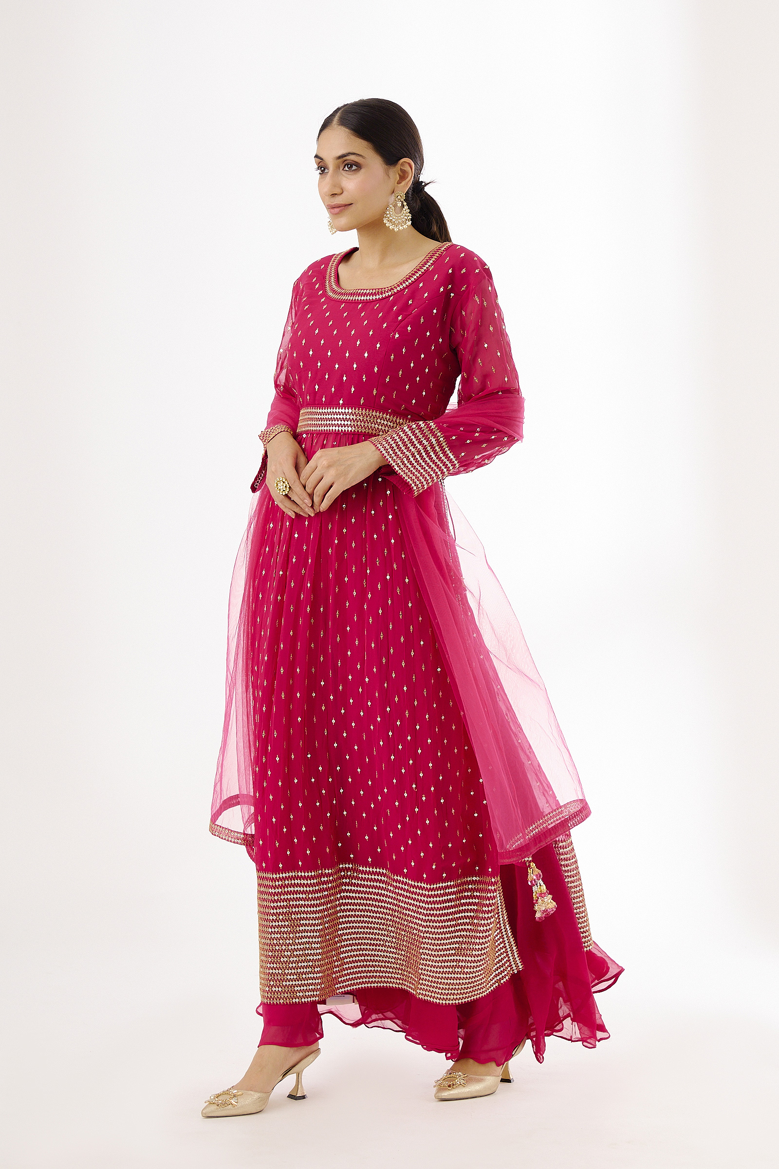 Hot Pink Georegette Sharara Suit
