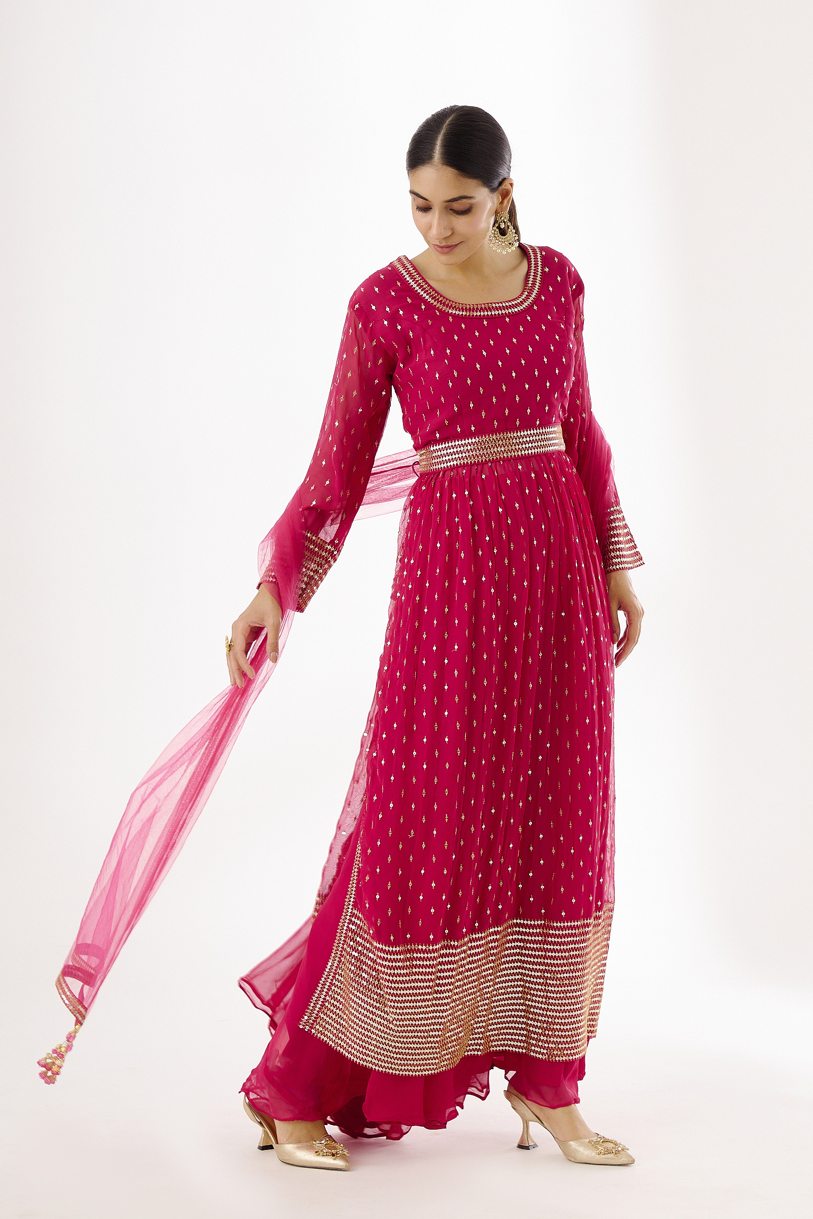 Hot Pink Georegette Sharara Suit