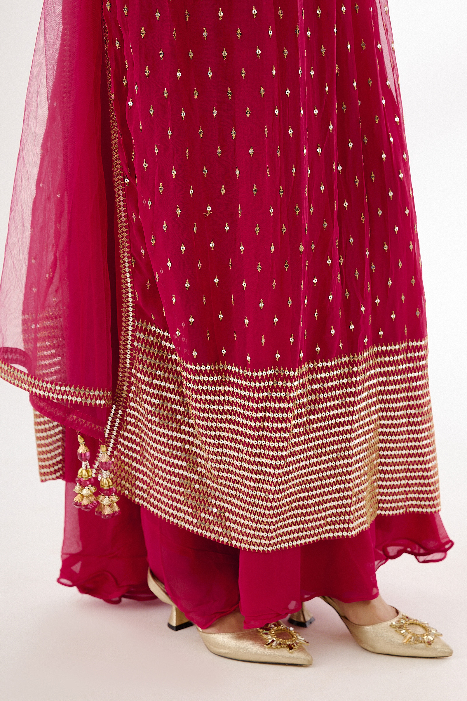 Hot Pink Georegette Sharara Suit
