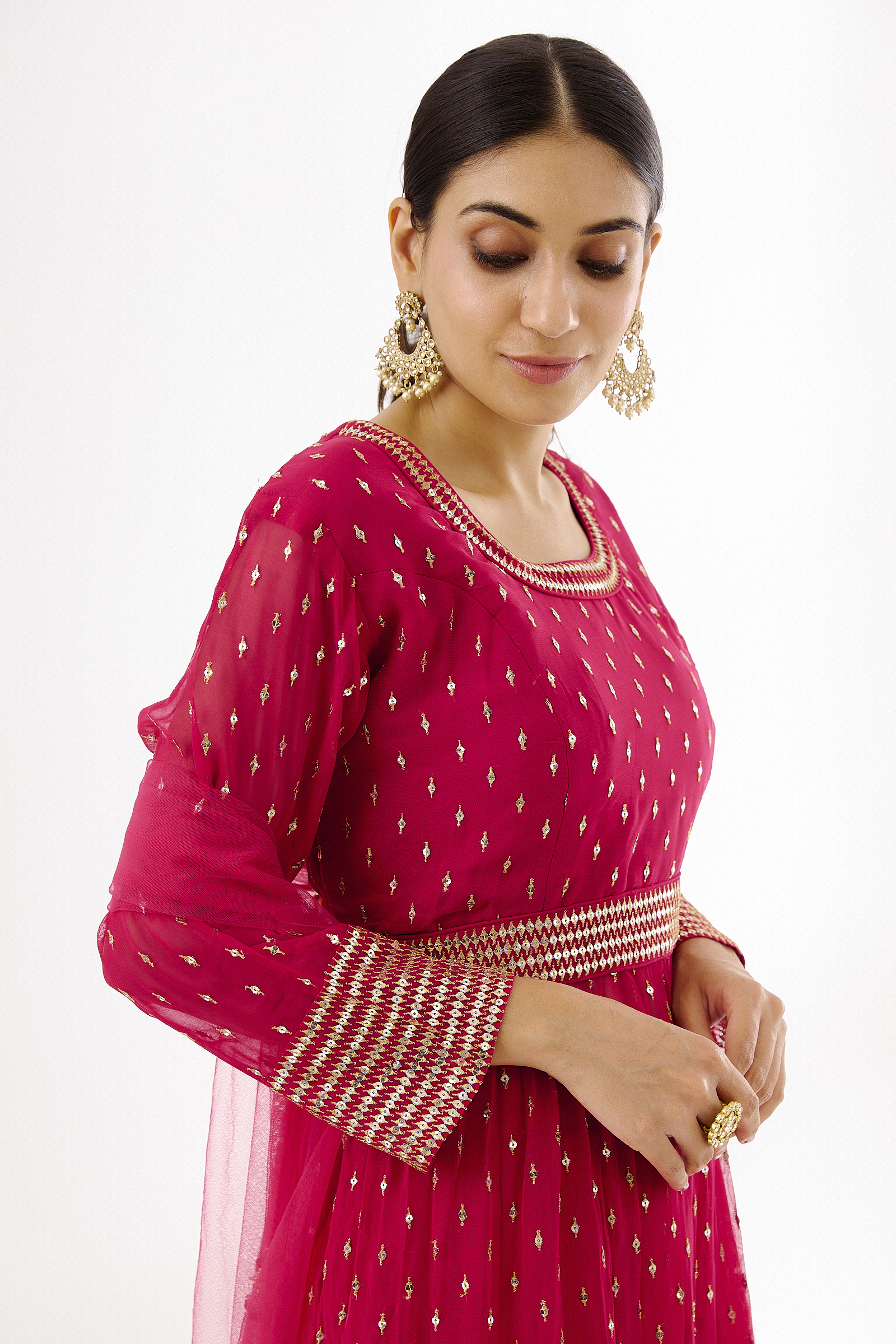 Hot Pink Georegette Sharara Suit