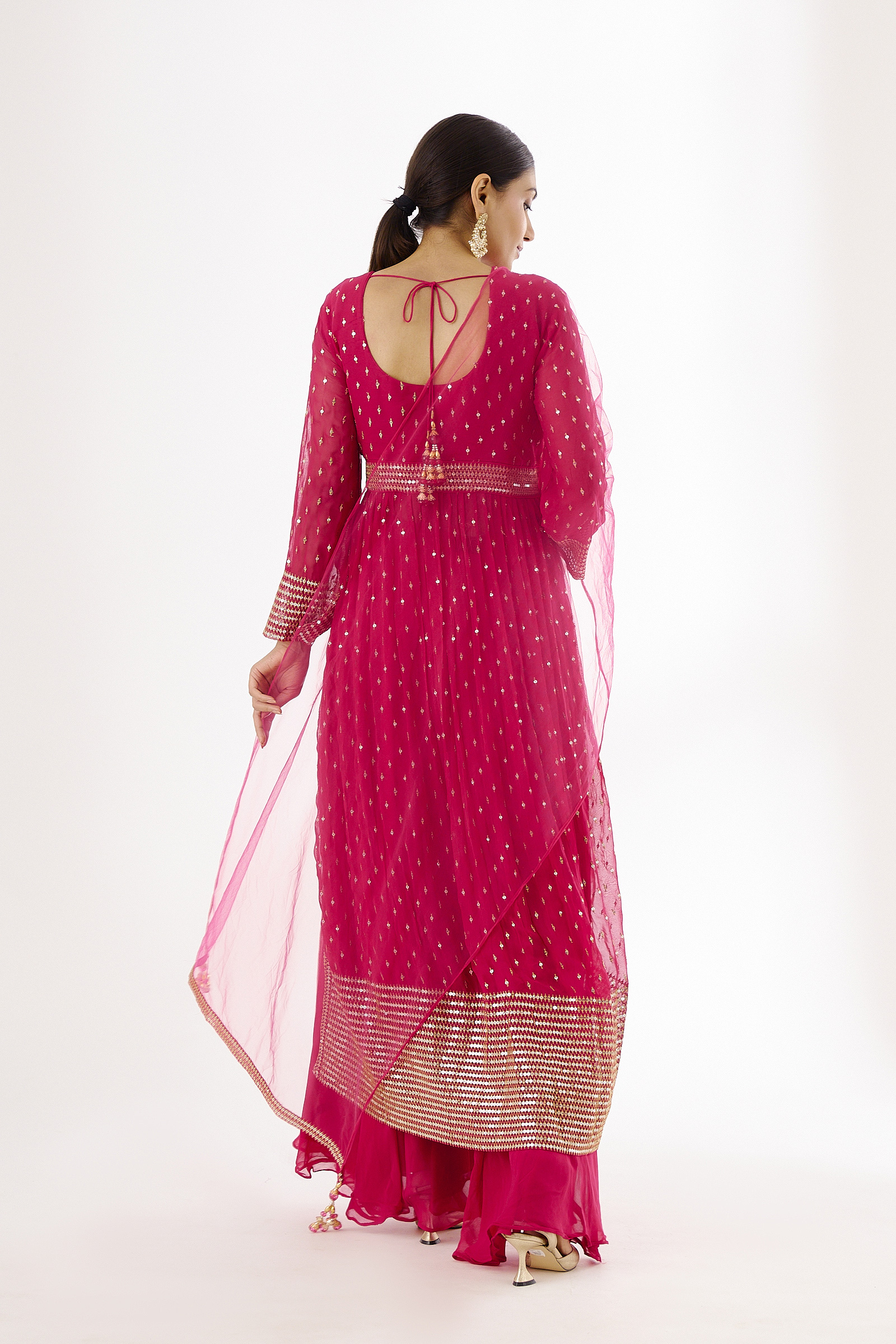 Hot Pink Georegette Sharara Suit