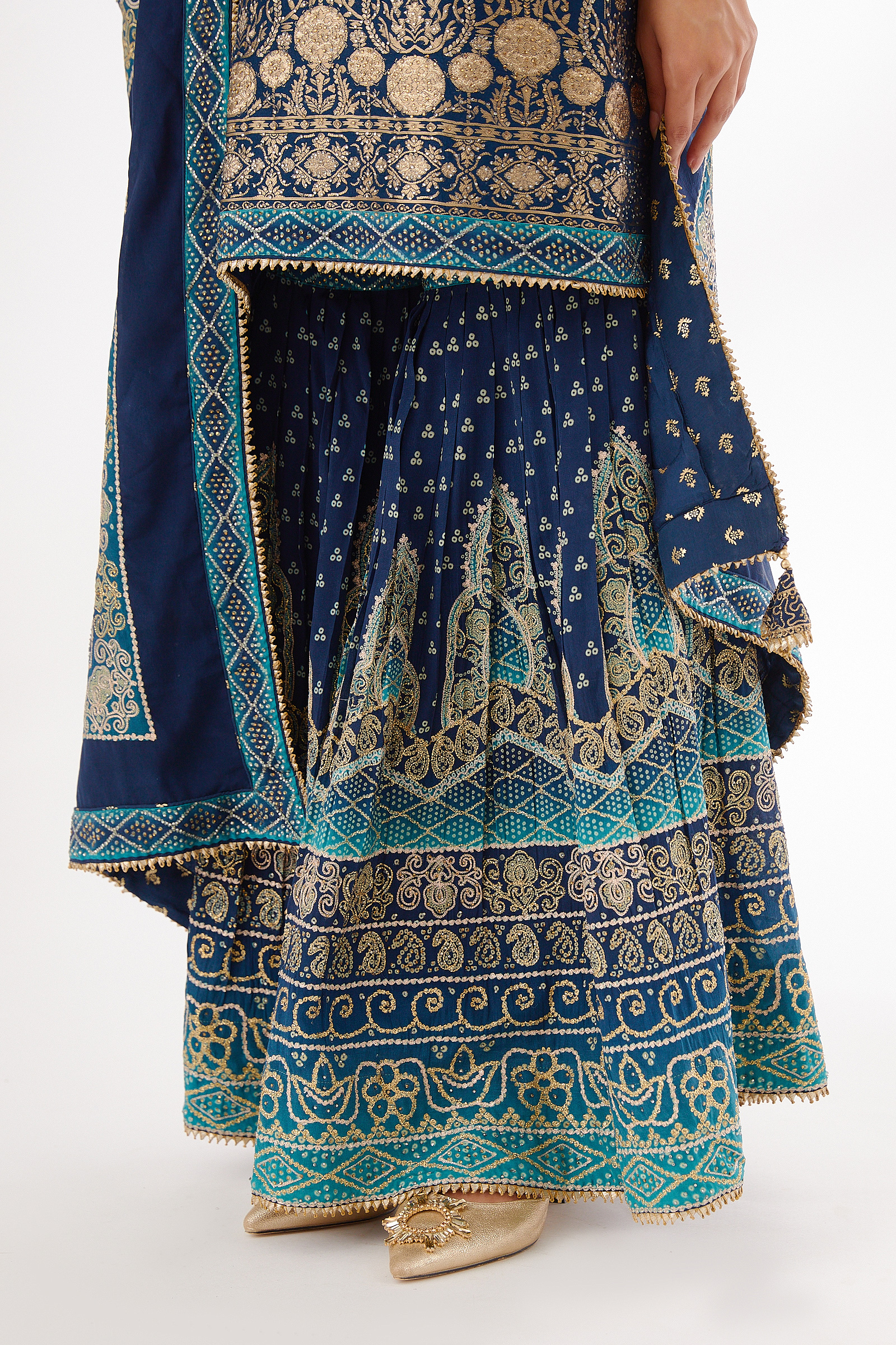 Royal Blue Silk Garara Suit