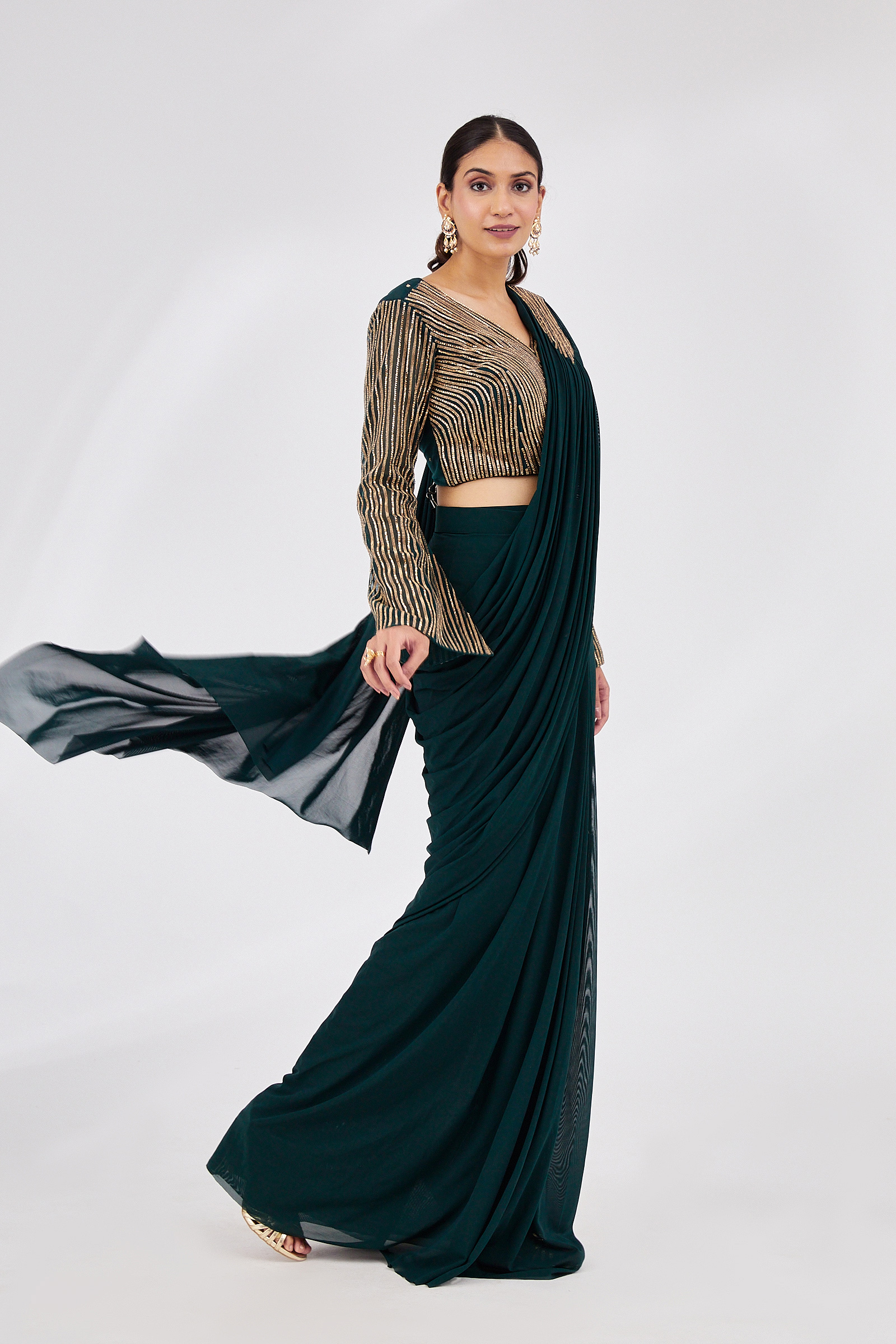 Buy Bottle Green Georgette Anarkali Suit With Palazzo Online - LSTV03440 |  Andaaz Fashion Eid Store