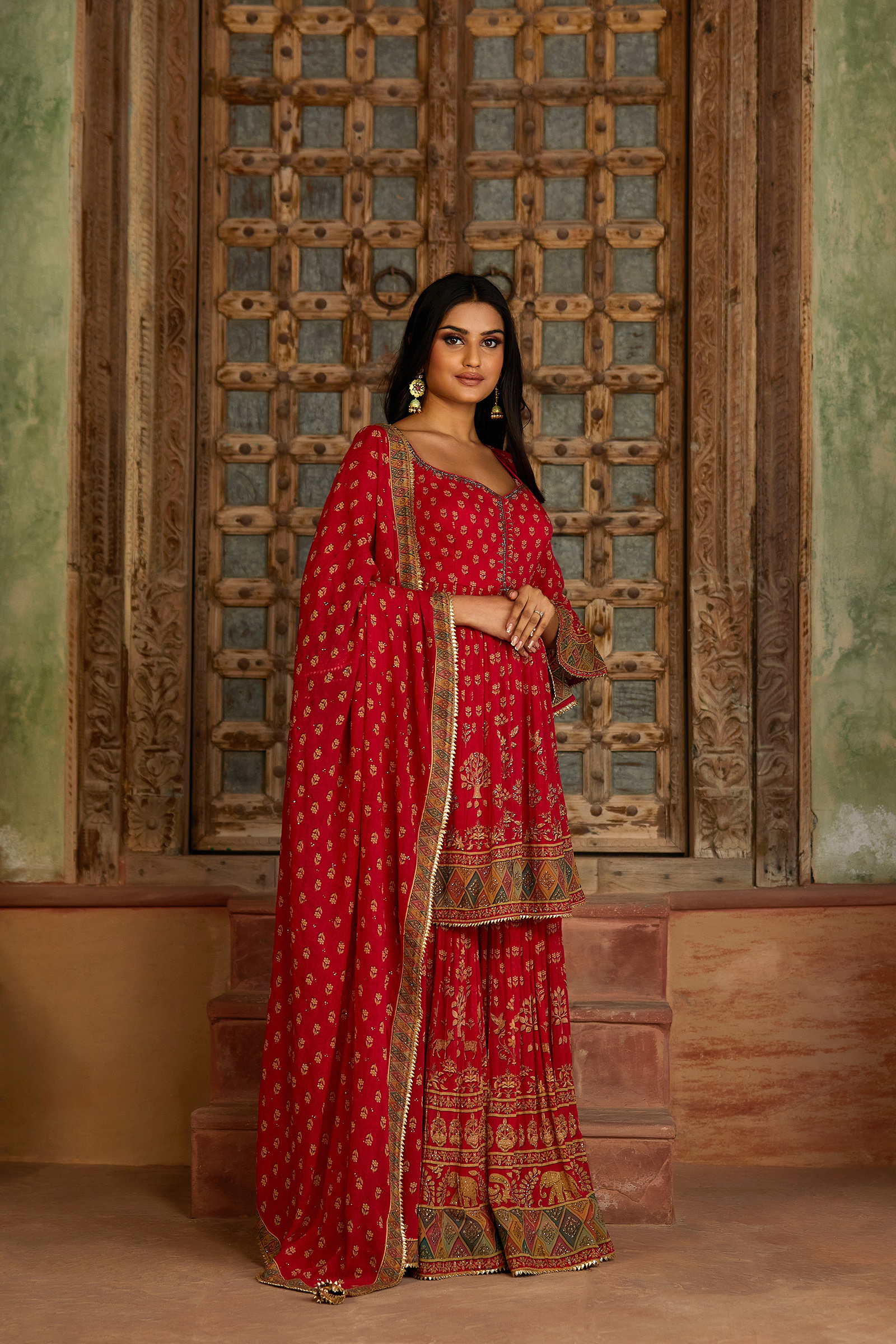 Earthy Red Sharara Suit