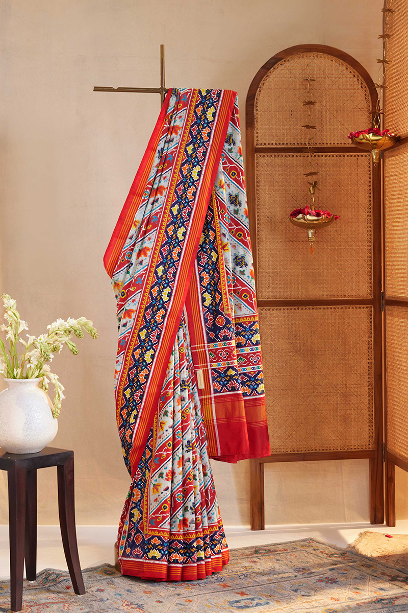 Ivory Patan Patola Saree
