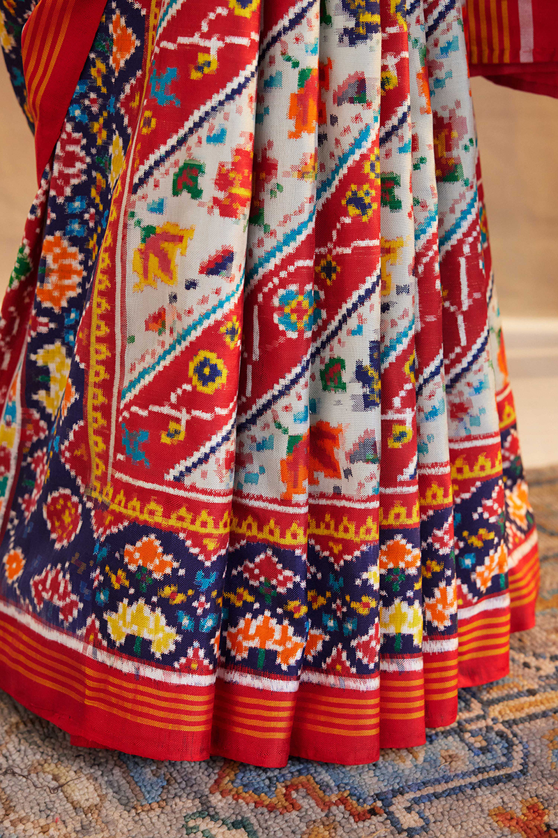 Ivory Patan Patola Saree