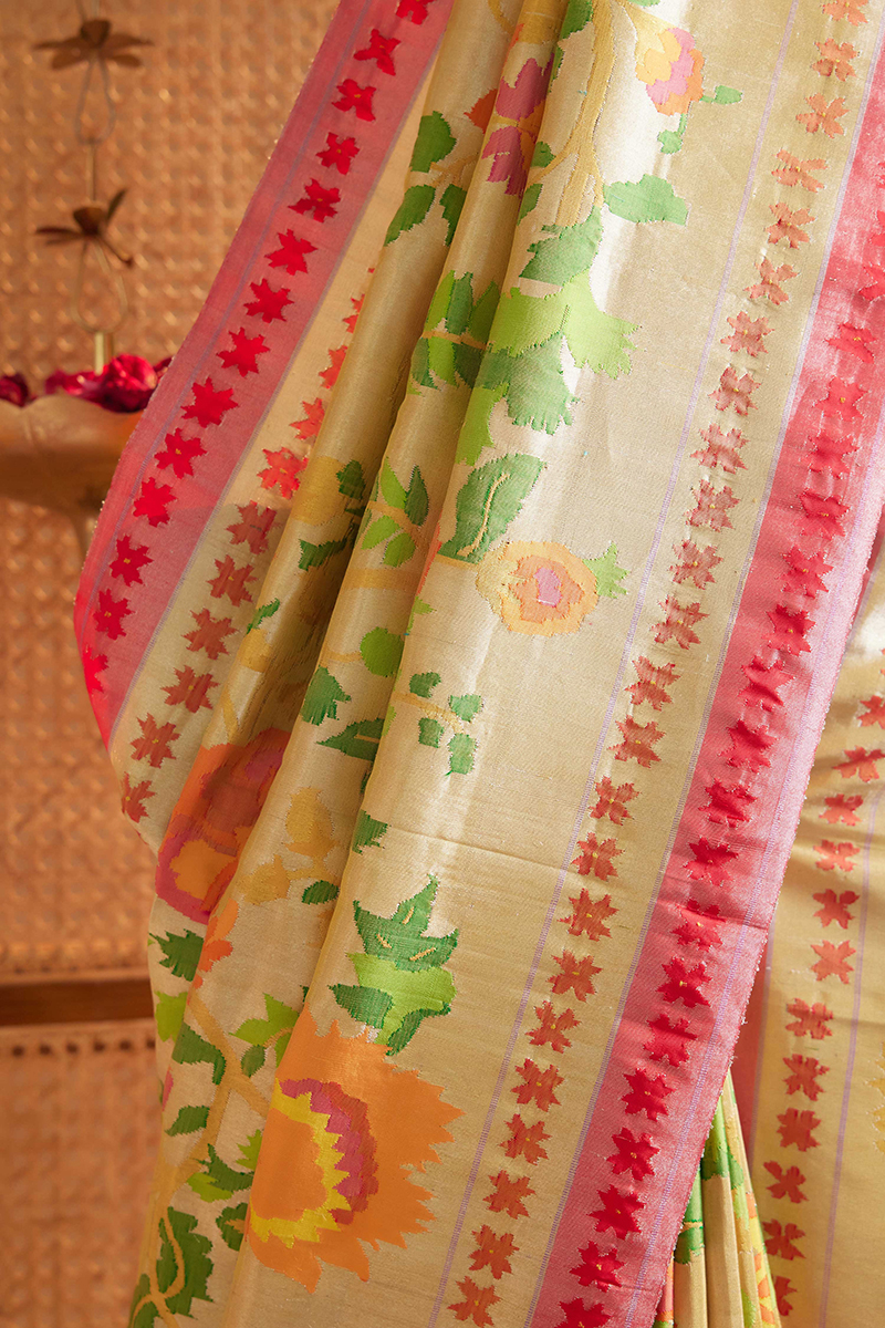 Sunflower Yellow Paithani Silk Saree